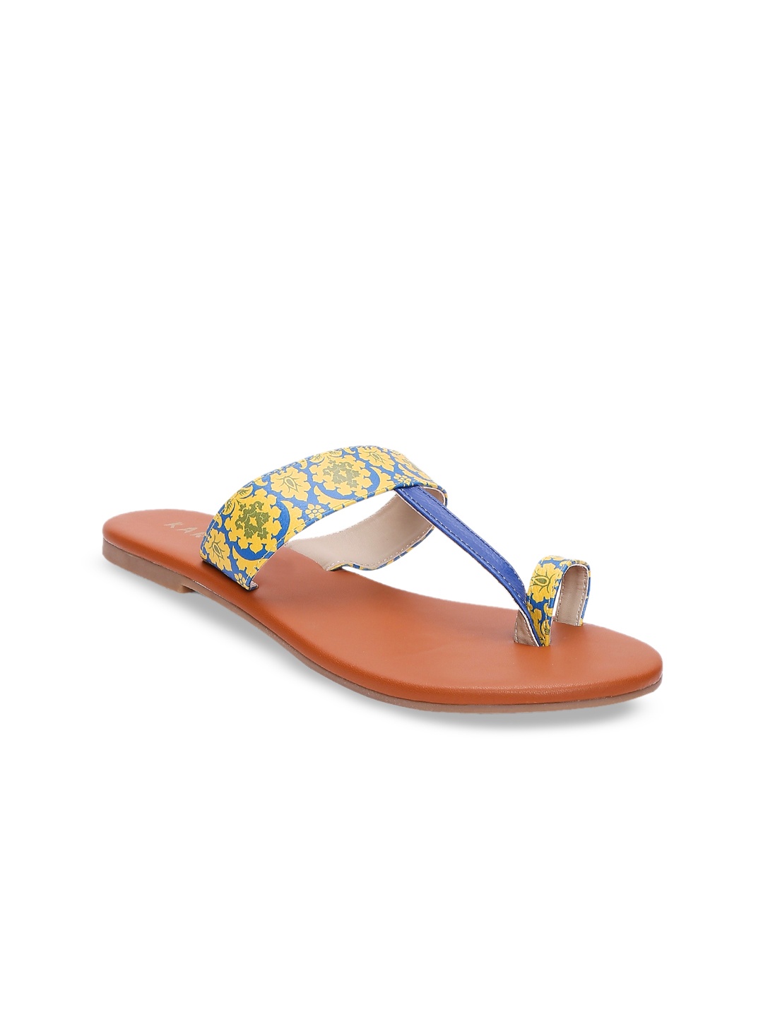 

Kanvas Women Yellow Printed One Toe Flats