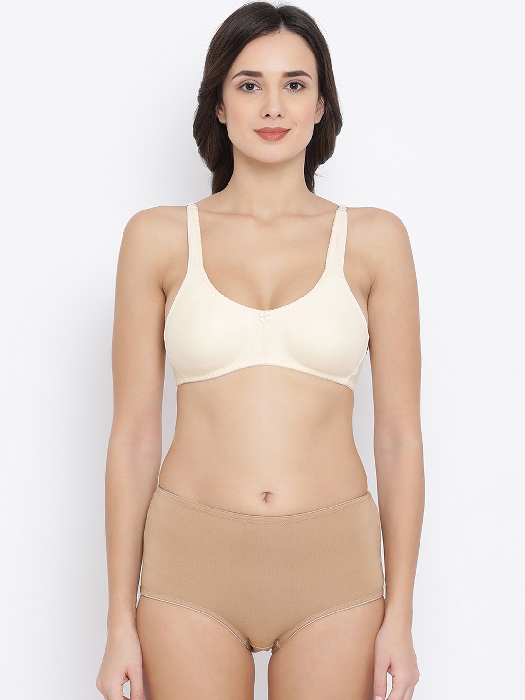 

Clovia Women Nude-Coloured & Cream-Coloured Solid Lingerie Set COMBBP55632B
