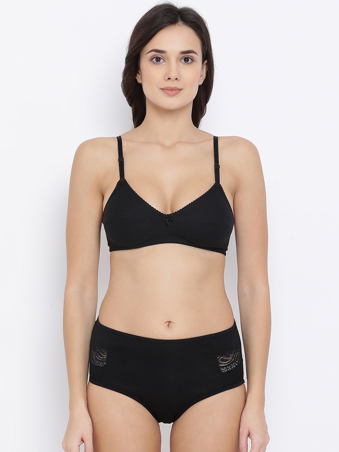 

Clovia Women Black Solid Lingerie Set COMBBP32032B