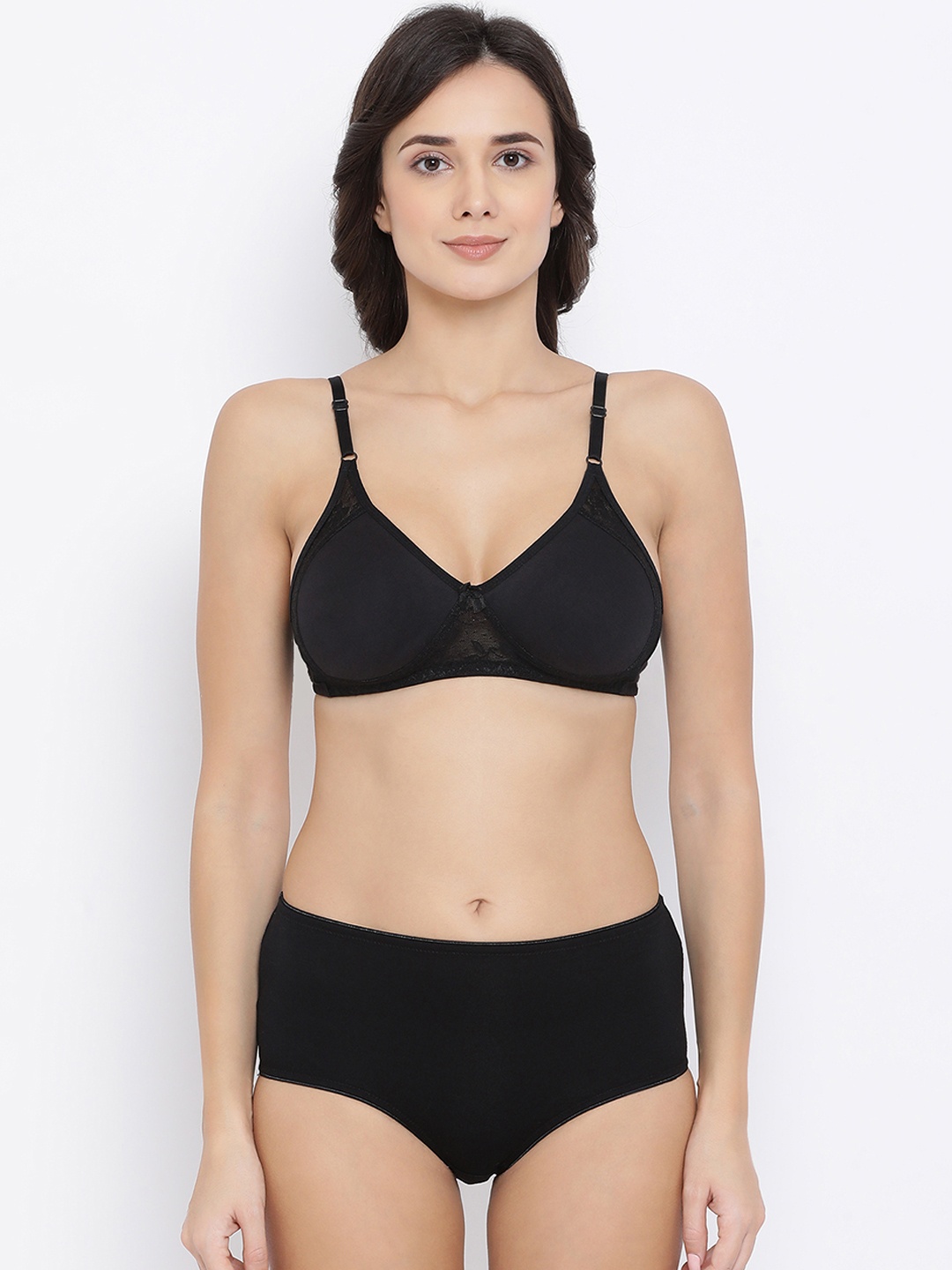 

Clovia Women Black Solid Lingerie Set COMBBP88032B