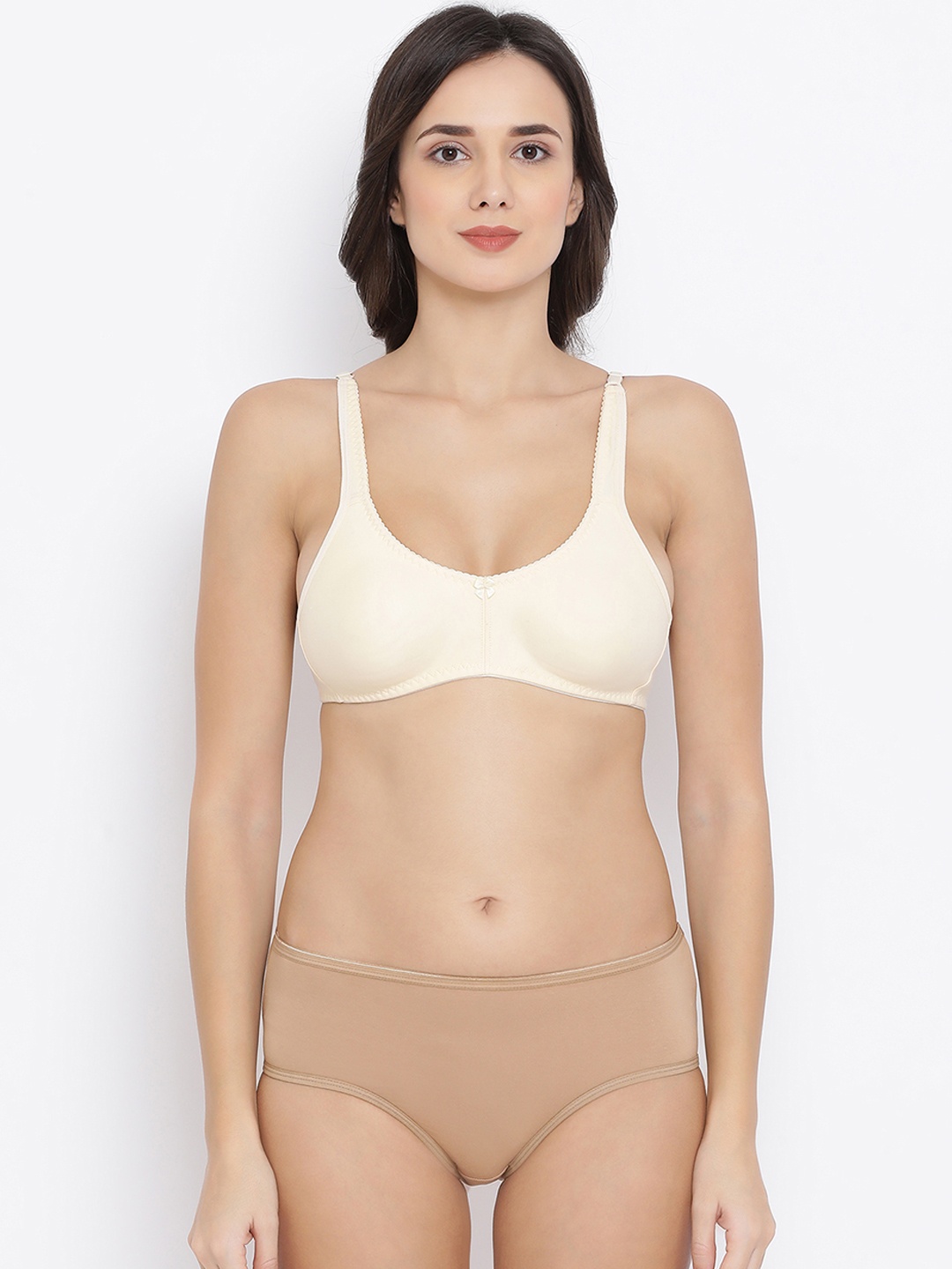 

Clovia Women Nude-Coloured & Cream-Coloured Solid Lingerie Set COMBBP55532B