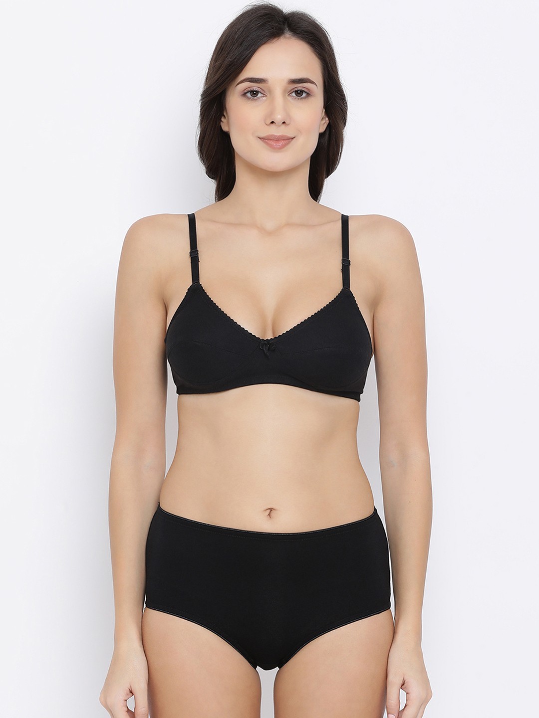 

Clovia Women Black Solid Lingerie Set COMBBP31332B