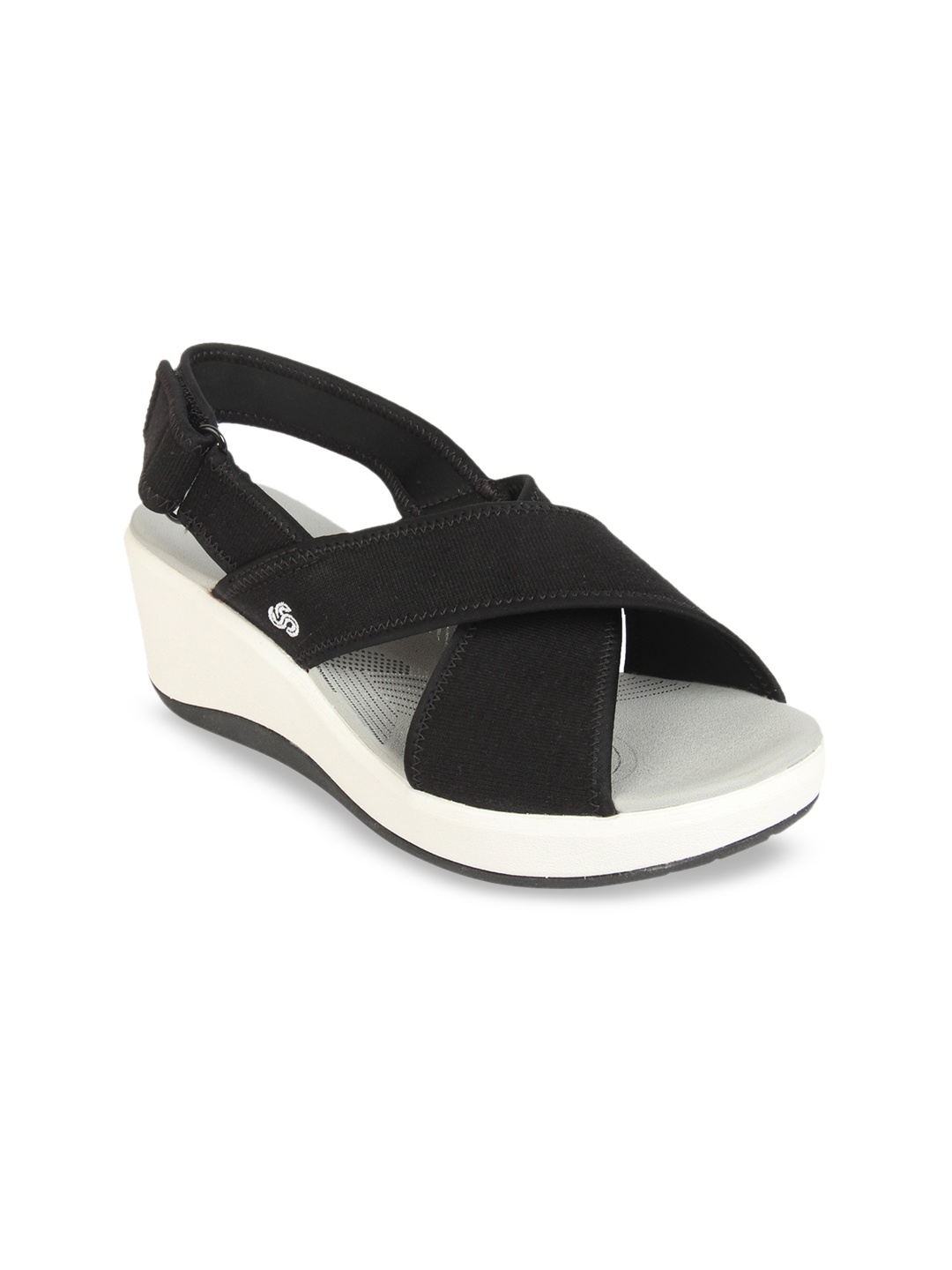 

Clarks Women Black & White Solid Sandals