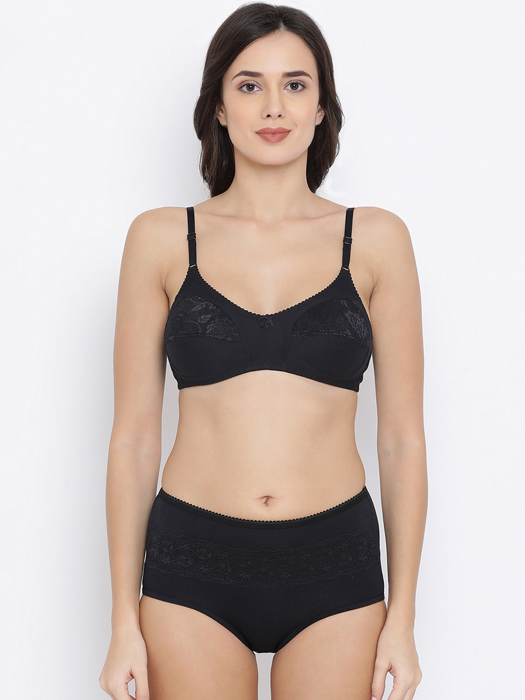 

Clovia Women Black Solid Lingerie Set COMBBP69032B