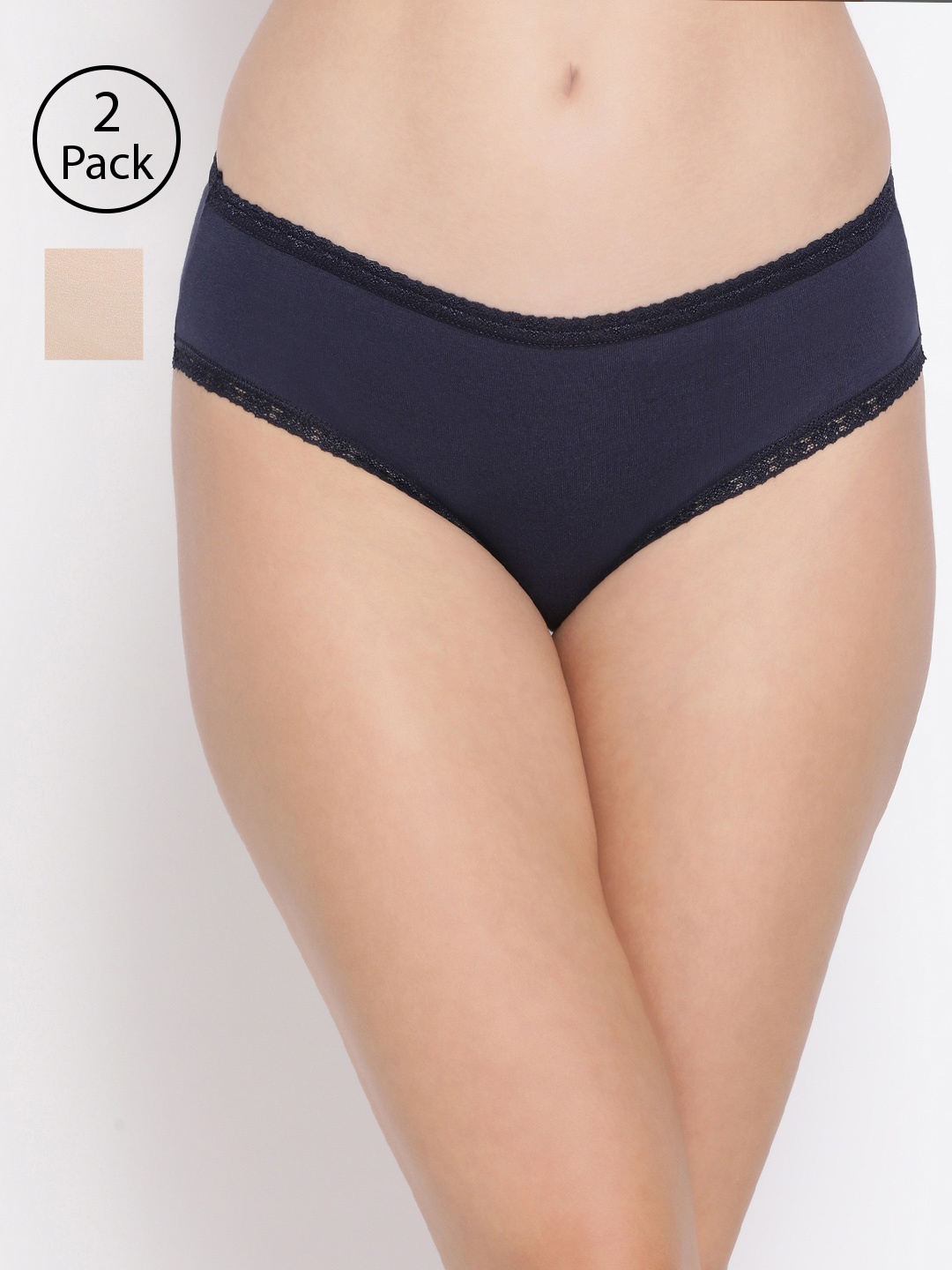 

Clovia Women Pack Of 2 Cotton Hipster Briefs COMPNC752S, Beige