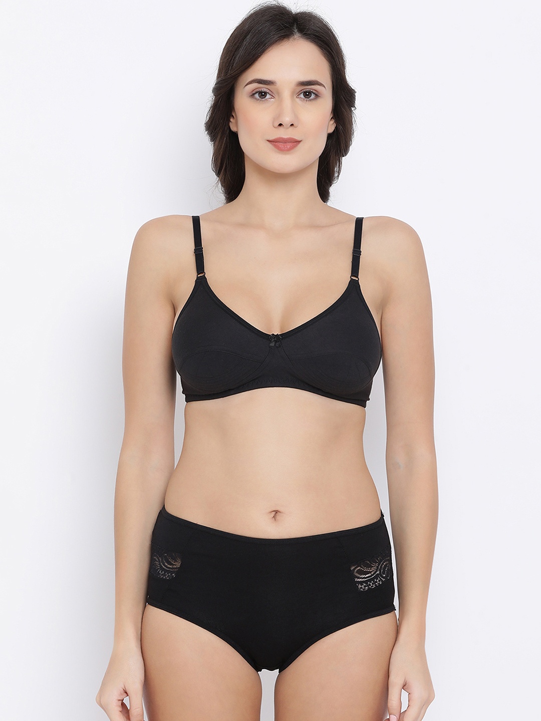 

Clovia Women Black Solid Lingerie Set COMBBP83032B
