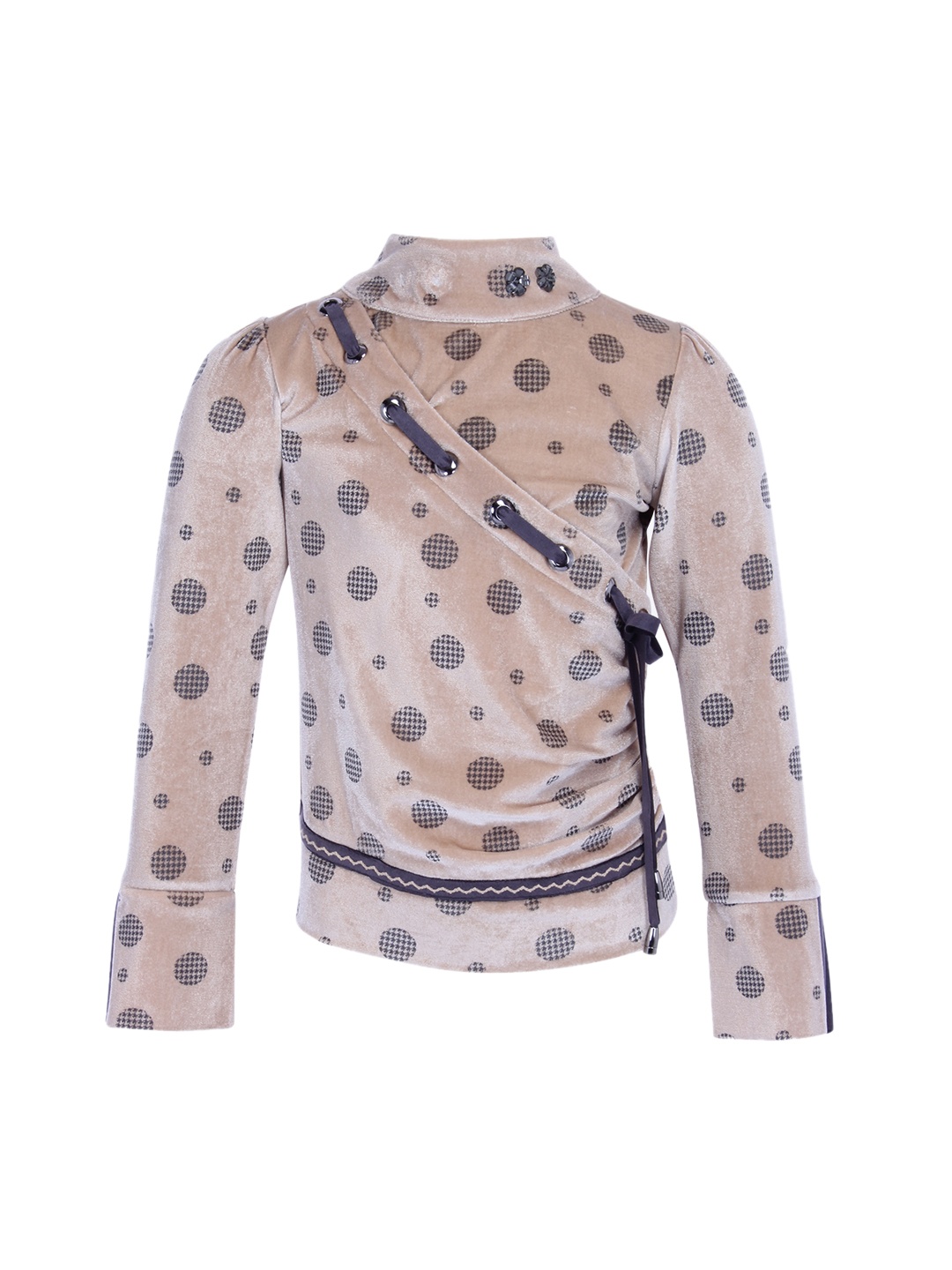 

CUTECUMBER Girls Beige & Black Printed Top