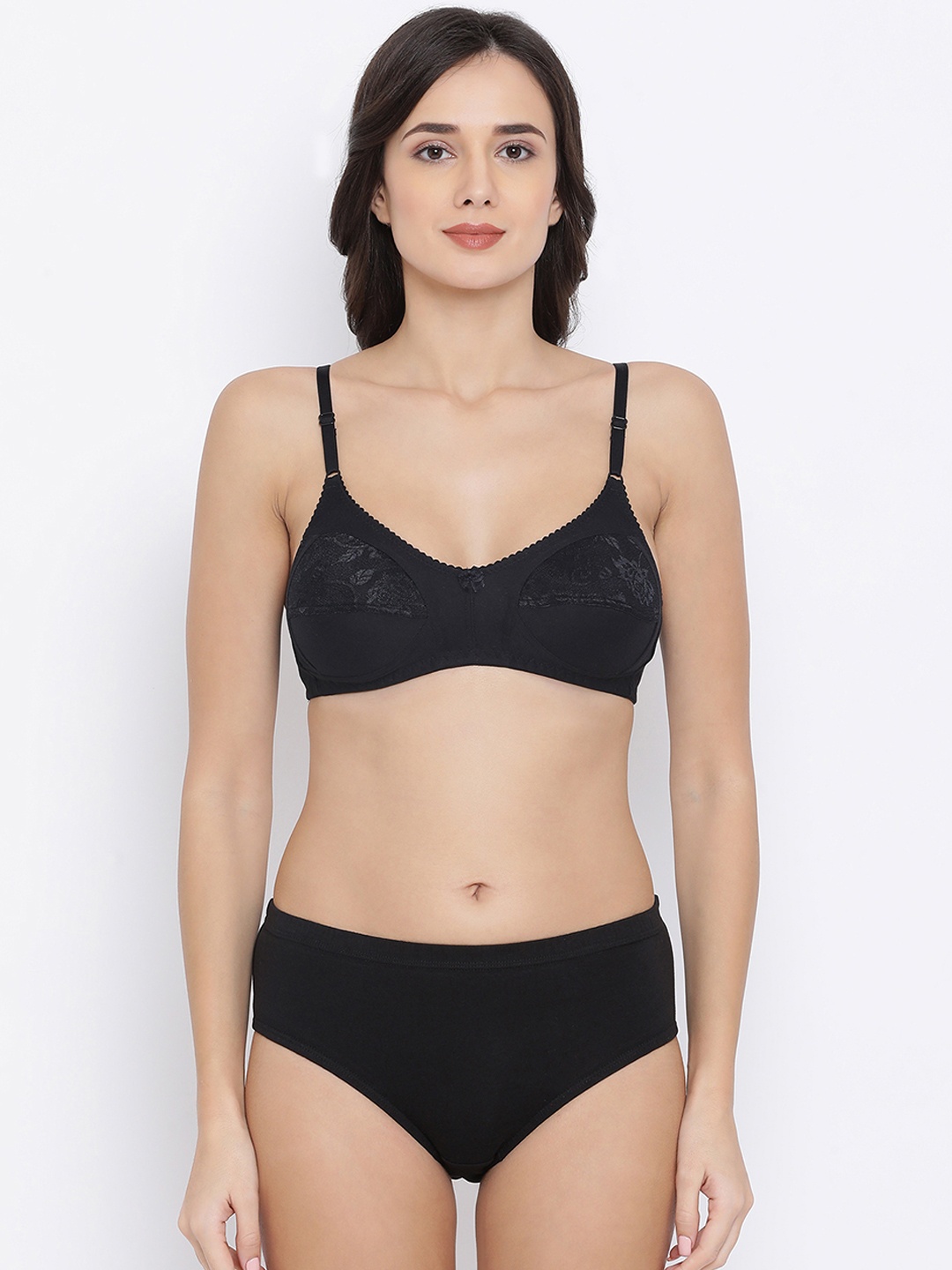 

Clovia Women Black Solid Lingerie Set COMBBP69232B