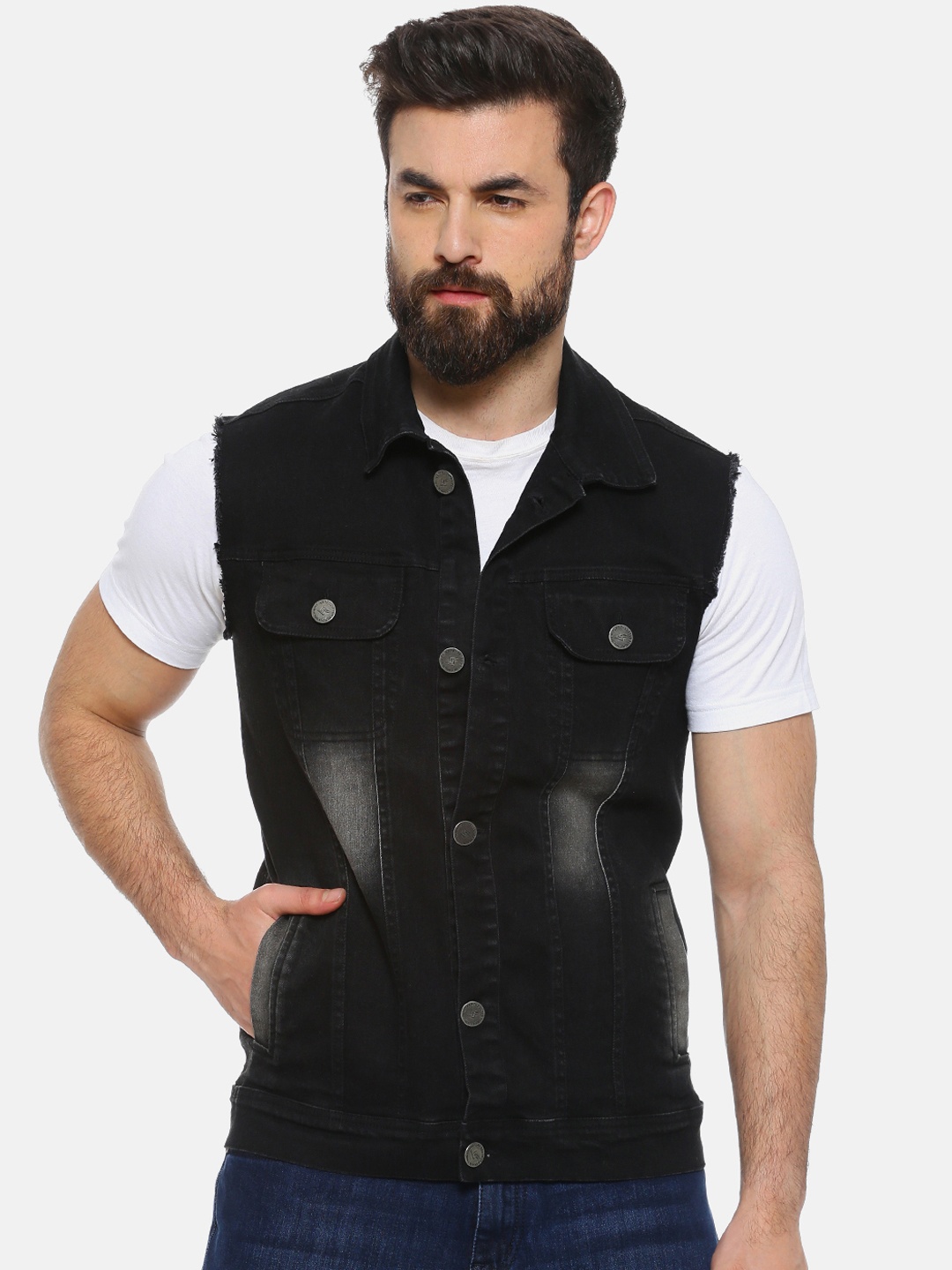 

Campus Sutra Men Black Solid Denim Jacket Jacket