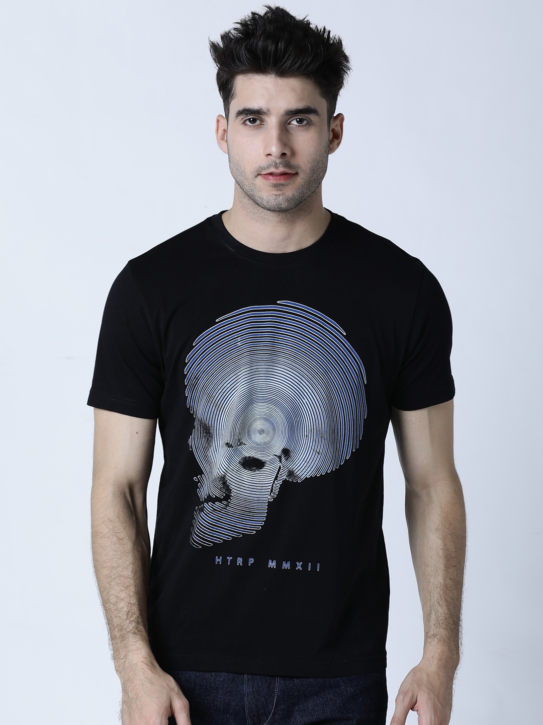 

Huetrap Men Black Printed Round Neck T-shirt