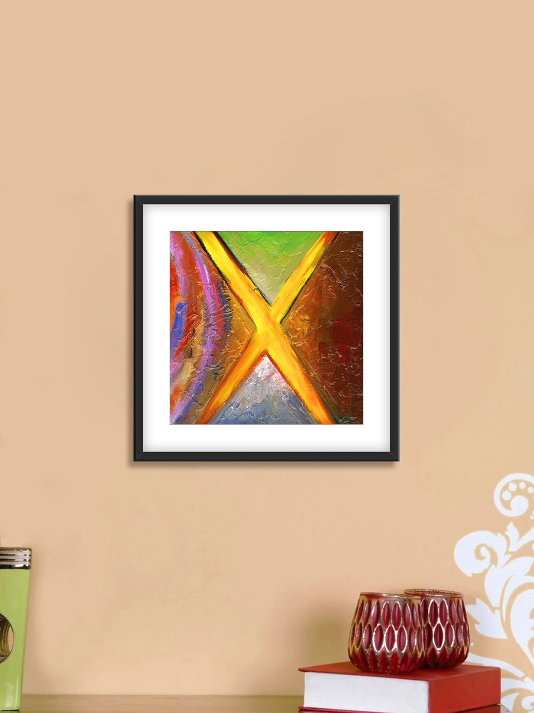 

999Store Yellow & Brown Abstract Pattern Cotton Canvas Digitally Printed Wall Art