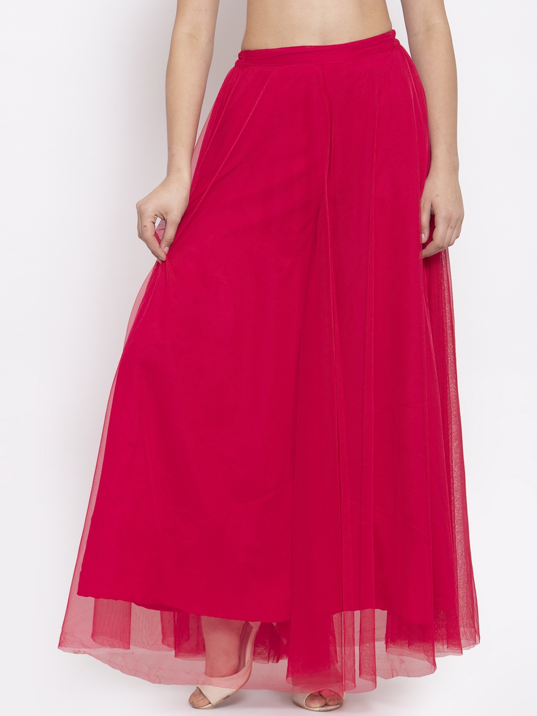 

Just Wow Women Pink Solid Flared Palazzos