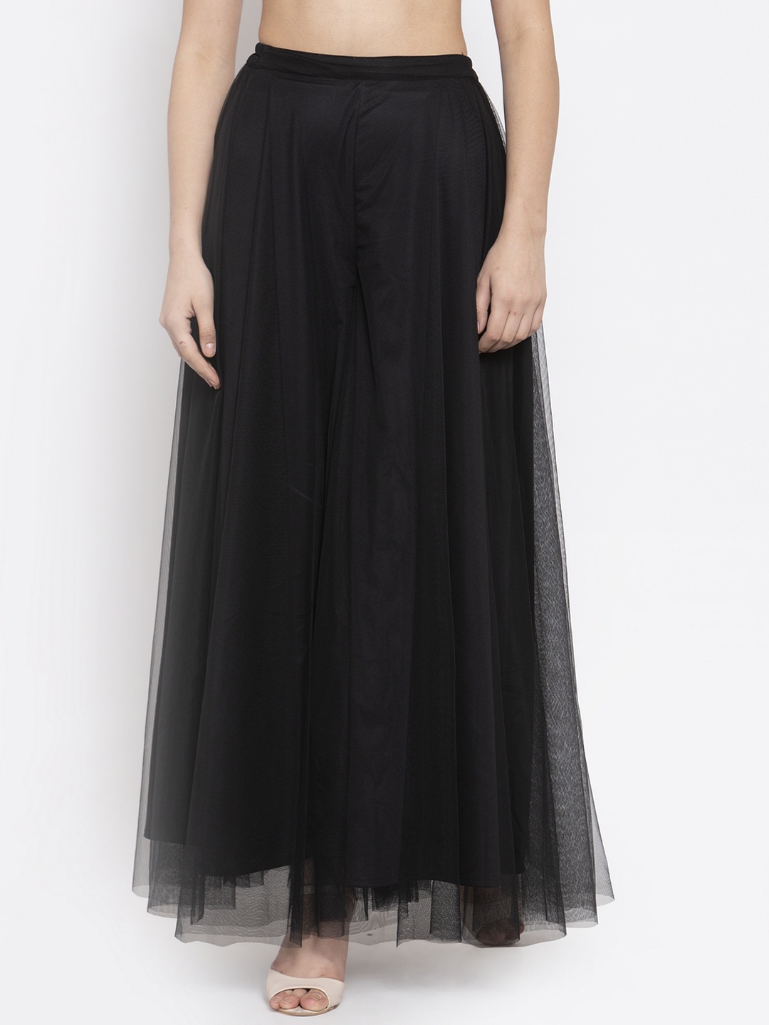 

Just Wow Women Black Solid Flared Palazzos