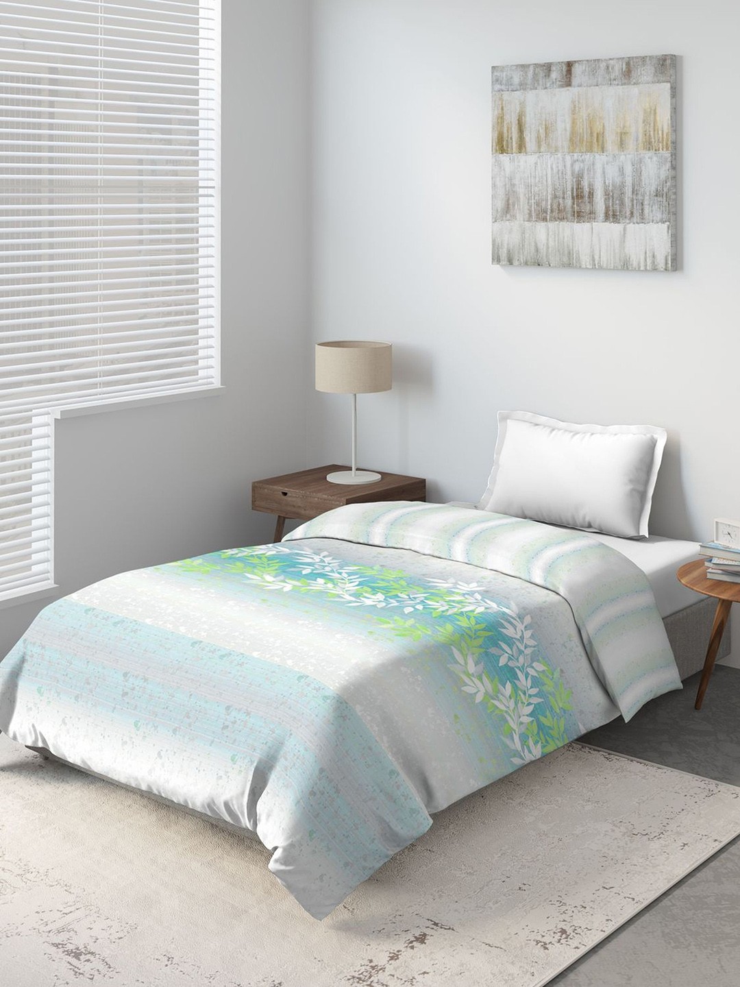 

DDecor Turquoise Blue Floral Summer 150 GSM Single Bed Comforter