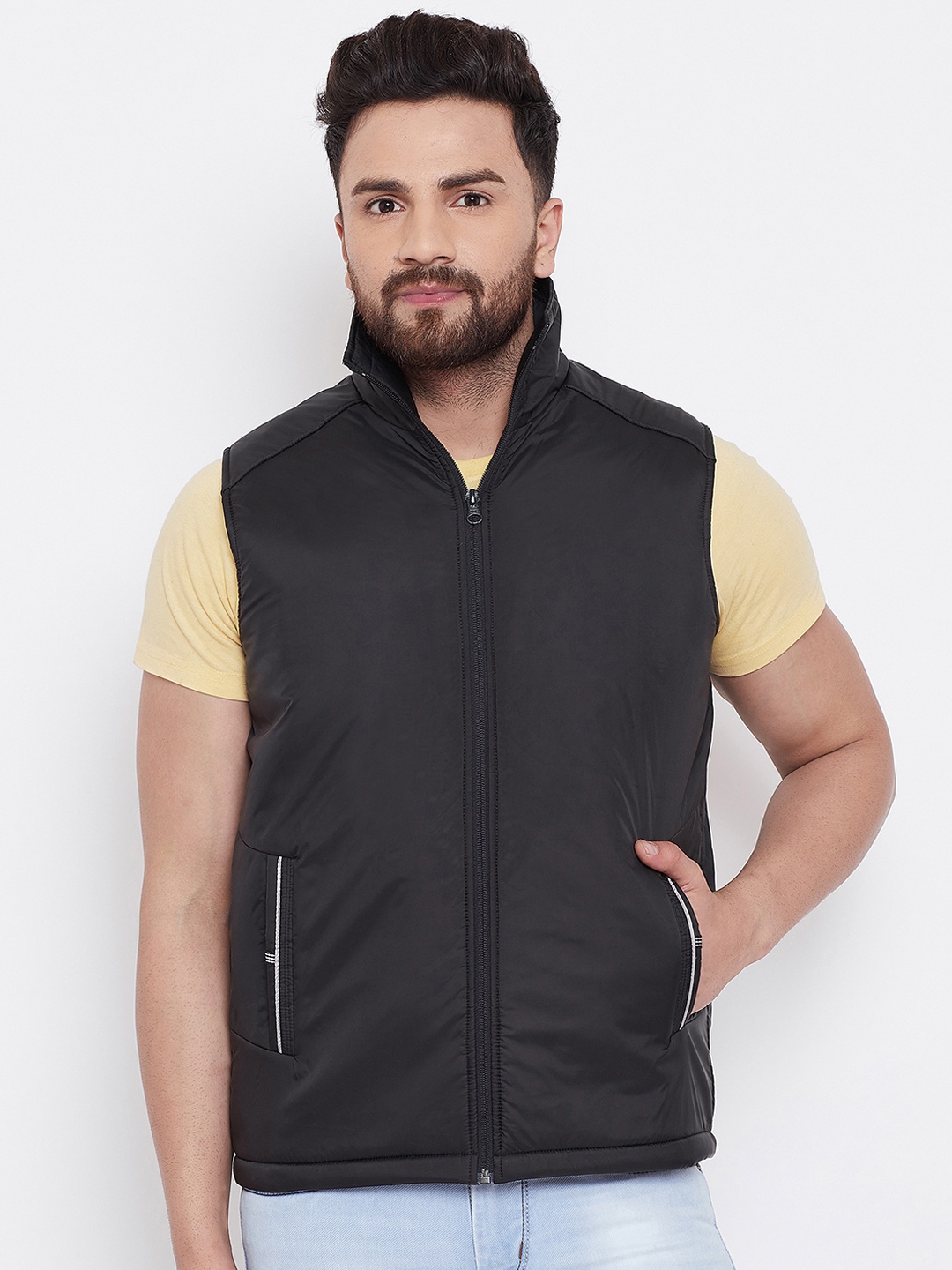 Spirit Men Black Solid Padded Jacket