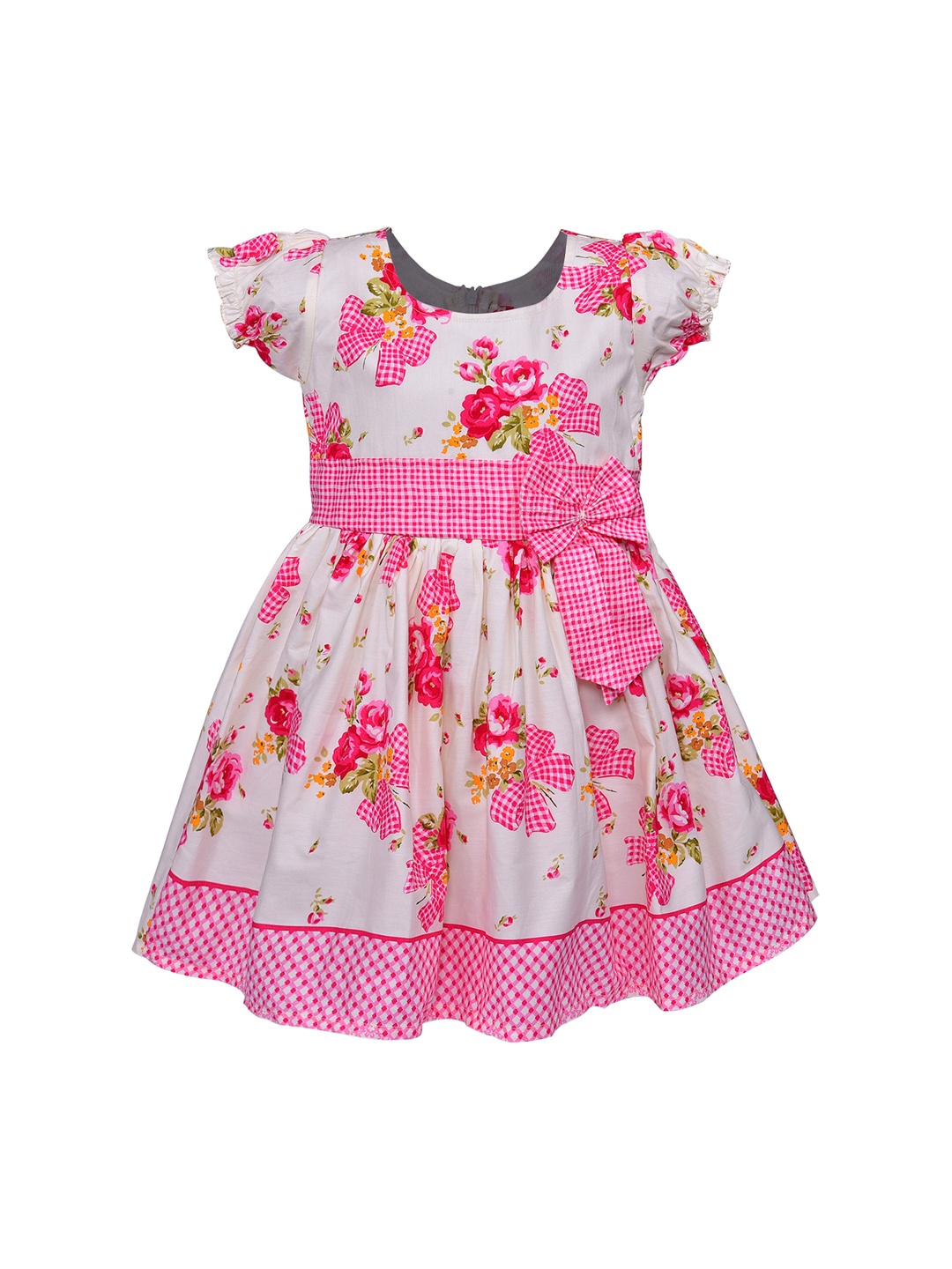 

Wish Karo Girls Pink Floral Print Fit and Flare Dress