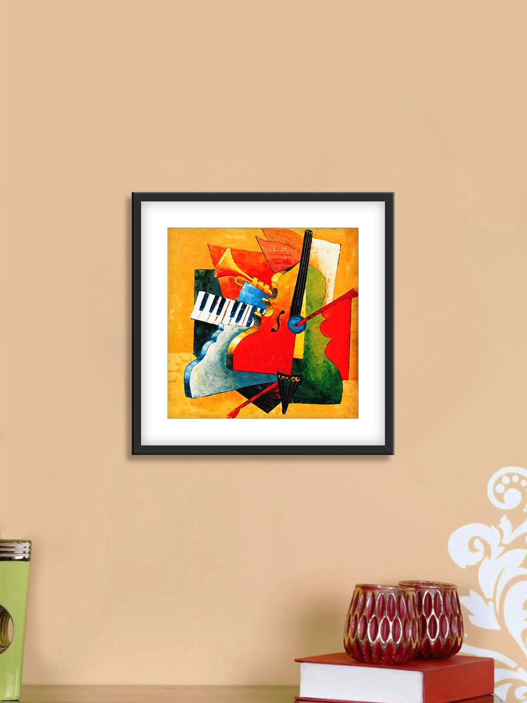 

999Store Yellow & Orange Abstract Pattern Cotton Canvas Digitally Printed Wall Art