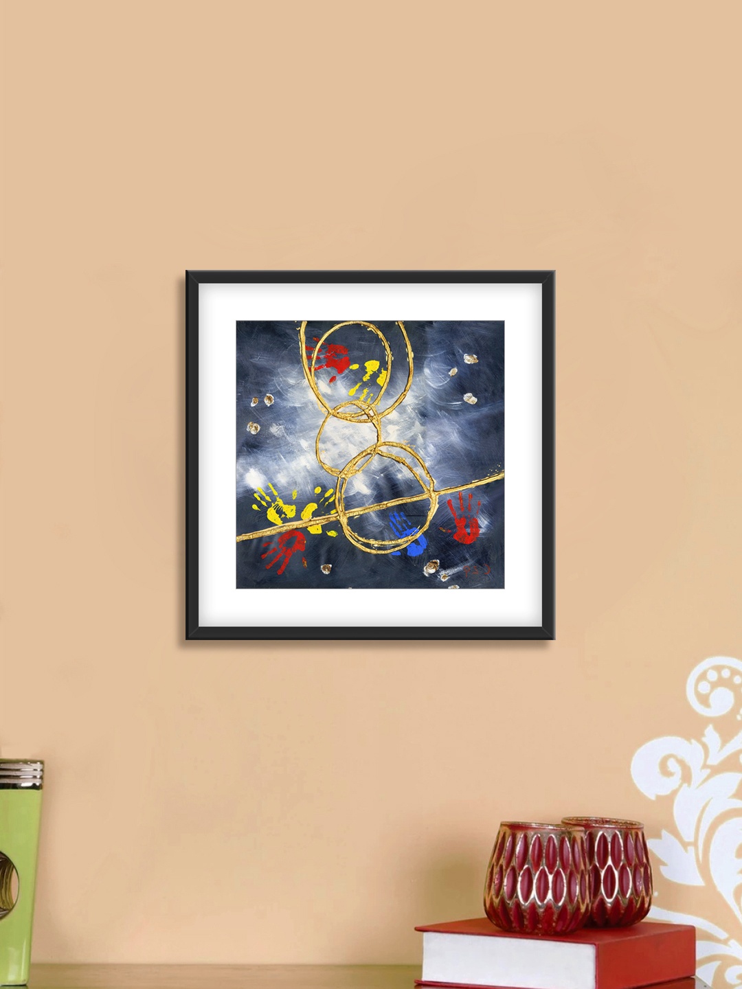 

999Store Grey & Gold Abstract Pattern Cotton Canvas Digitally Printed Wall Art