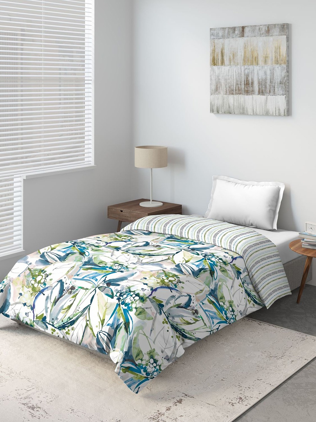 

DDecor Turquoise Blue Floral Summer 150 GSM Single Bed Comforter