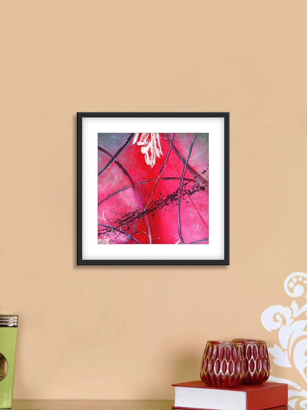 

999Store Pink & Grey Abstract Pattern Cotton Canvas Digitally Printed Wall Art