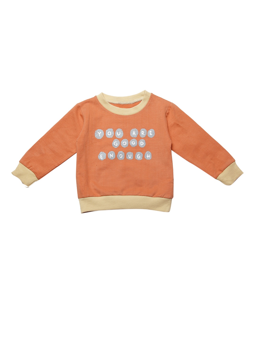 J Style Unisex Orange Printed Sweatshirt