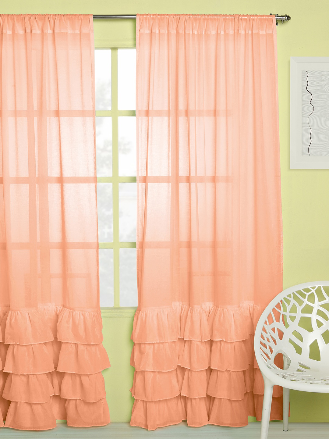 

Chumbak Peach-Coloured Single Sheer Curtain