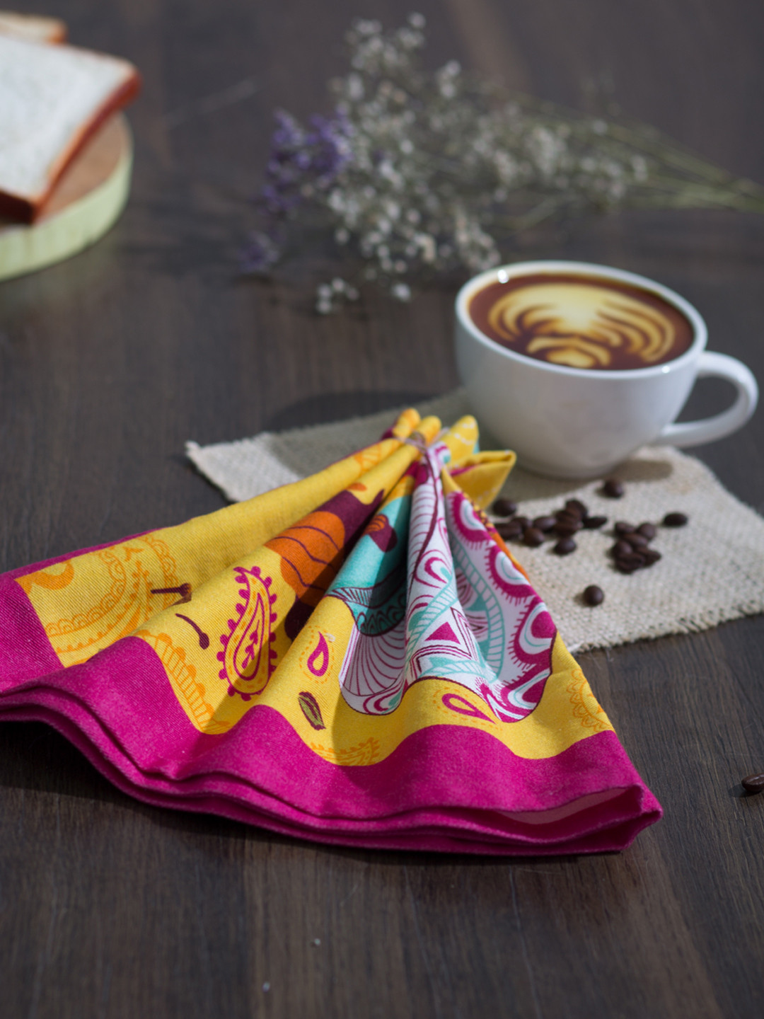 

Chumbak Yellow Printed Table Napkin