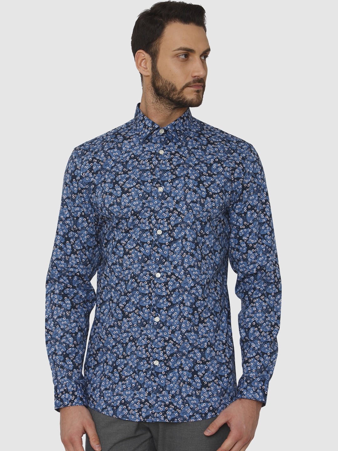 

SELECTED Men Blue Slim Fit Printed Casual Shirt