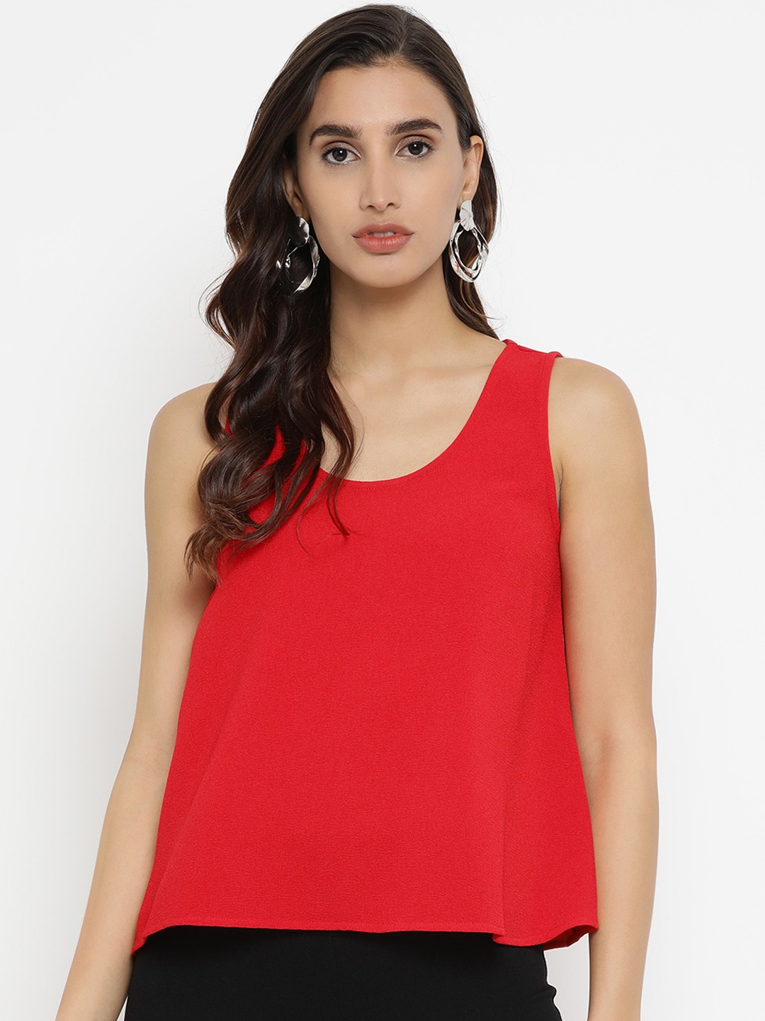 

Kazo Women Red Solid A-Line Top
