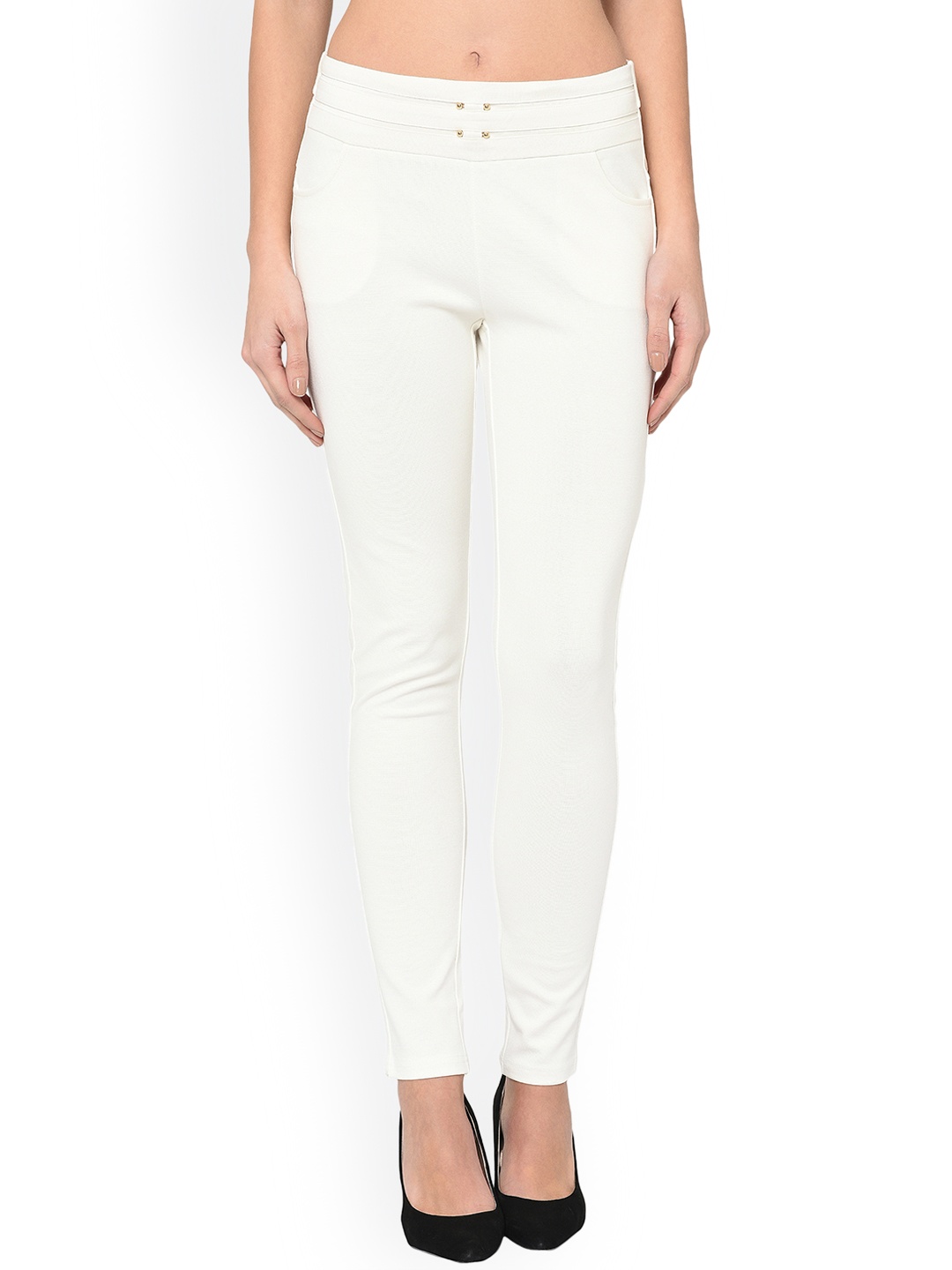 

Westwood Women White Solid Skinny-Fit Jeggings