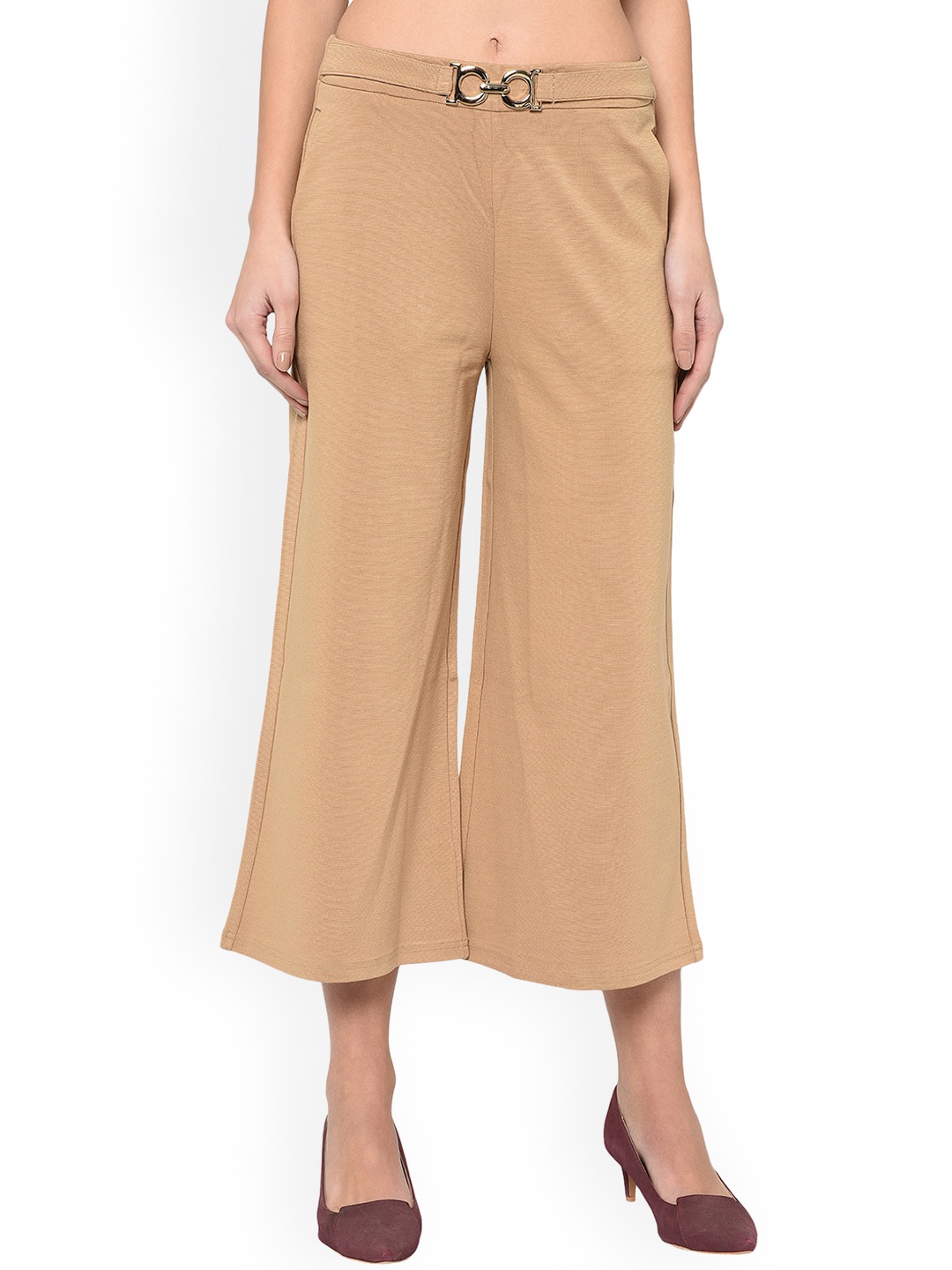 

Westwood Women Beige Relaxed Loose Fit Solid Cropped Parallel Trousers