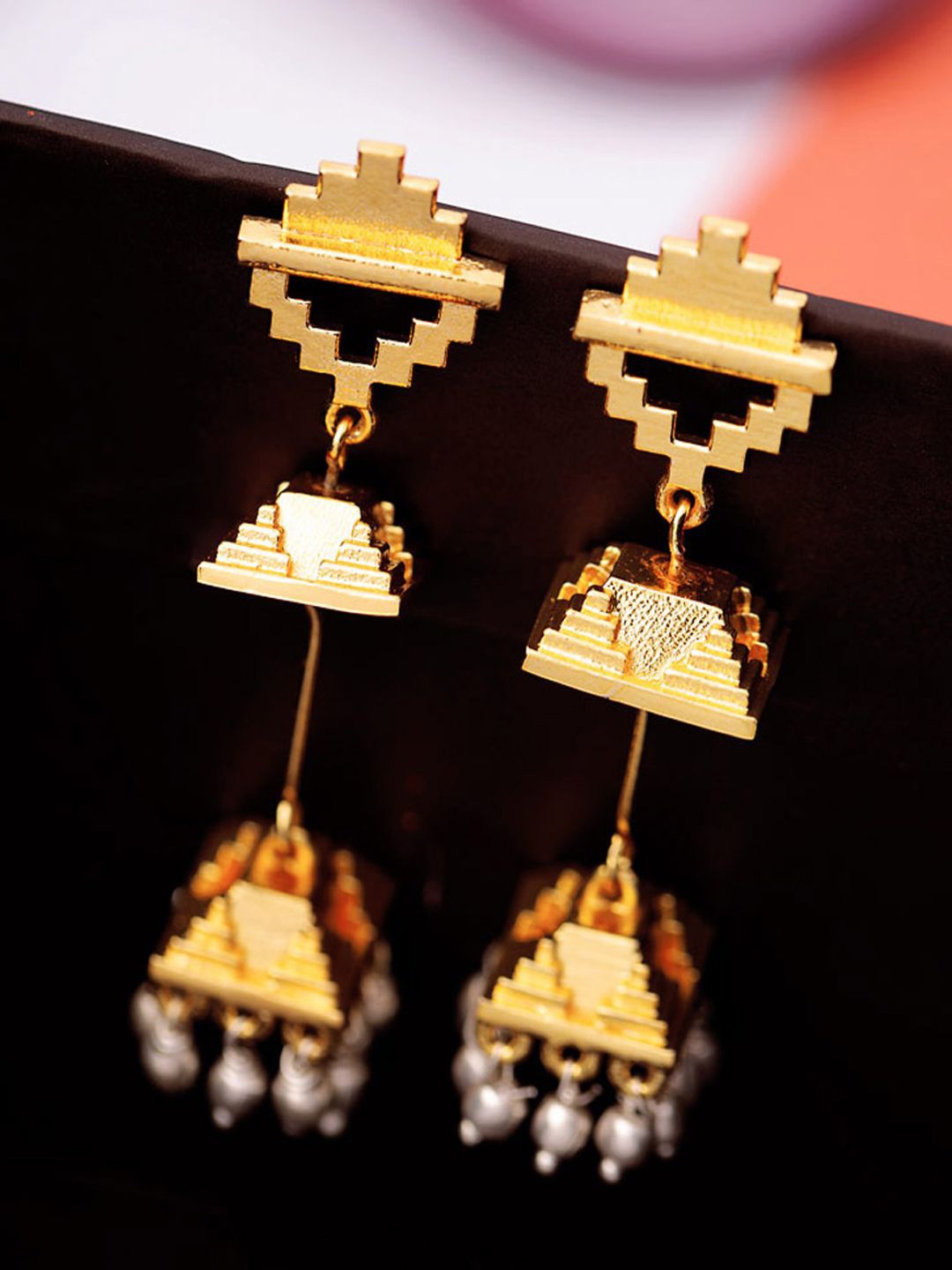 

Voylla Gold-Plated & Handcrafted Geometric Jhumkas