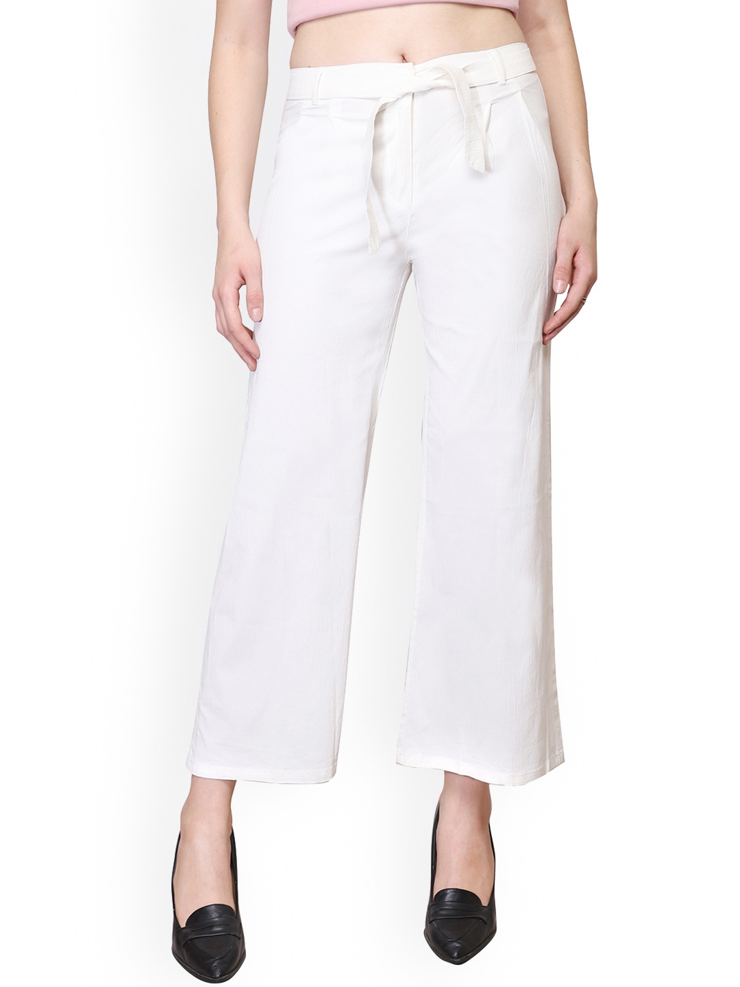 Westwood Women White Relaxed Loose Fit Solid Parallel Trousers