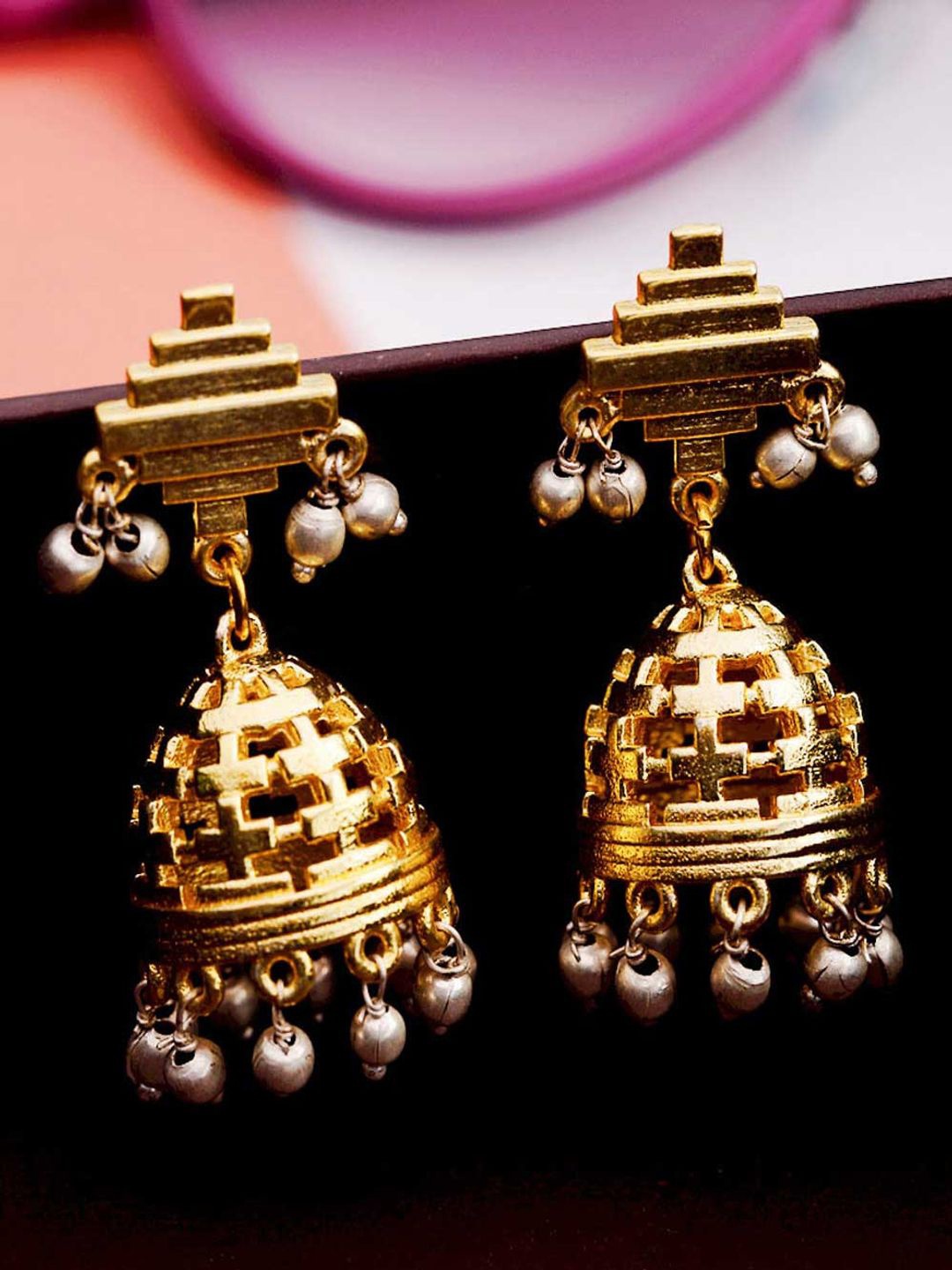 

Voylla Gold-Plated & Handcrafted Geometric Jhumkas