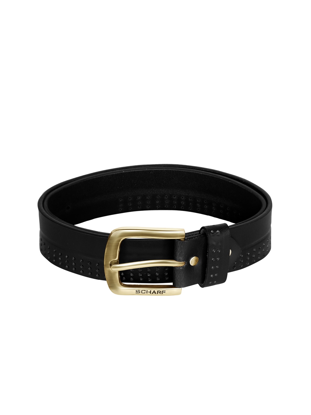 

SCHARF Men Black Leather Solid Belt