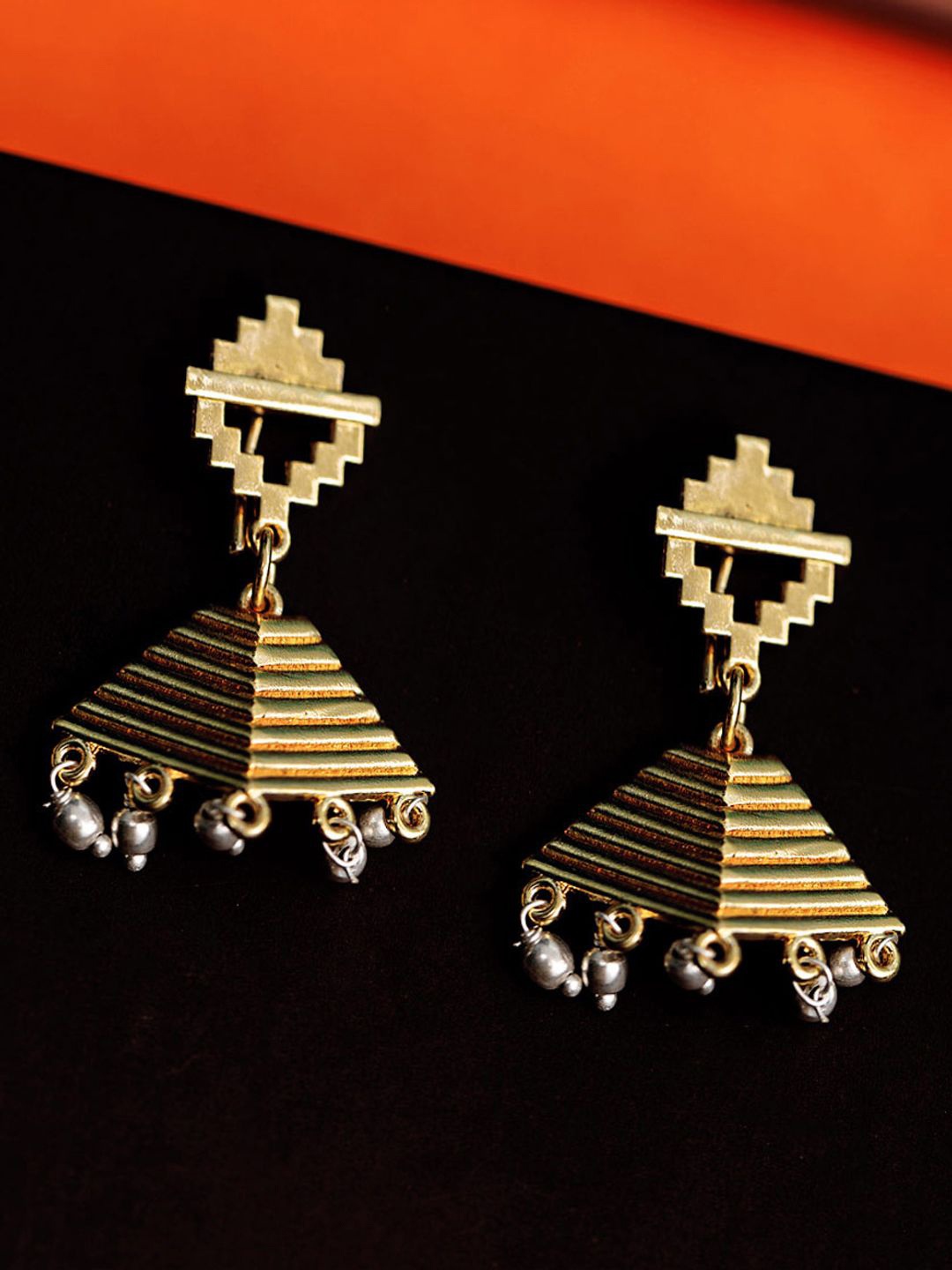 

Voylla Gold-Plated & Handcrafted Geometric Jhumkas