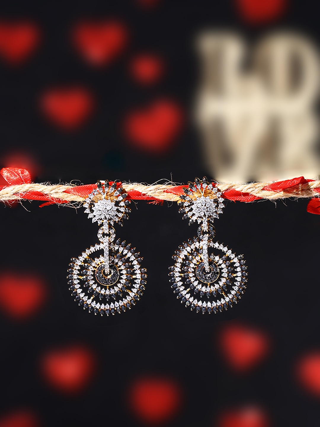 

Studio Voylla Gold-Plated & White Circular Drop Earrings