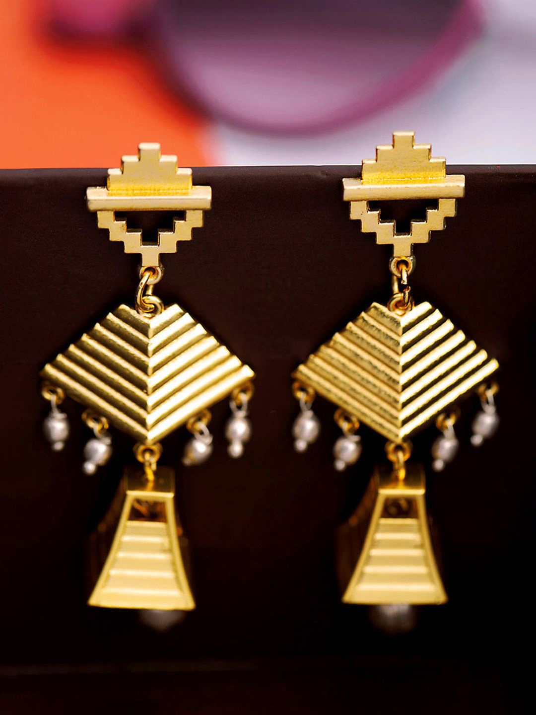 

Voylla Gold-Plated & Handcrafted Geometric Jhumkas