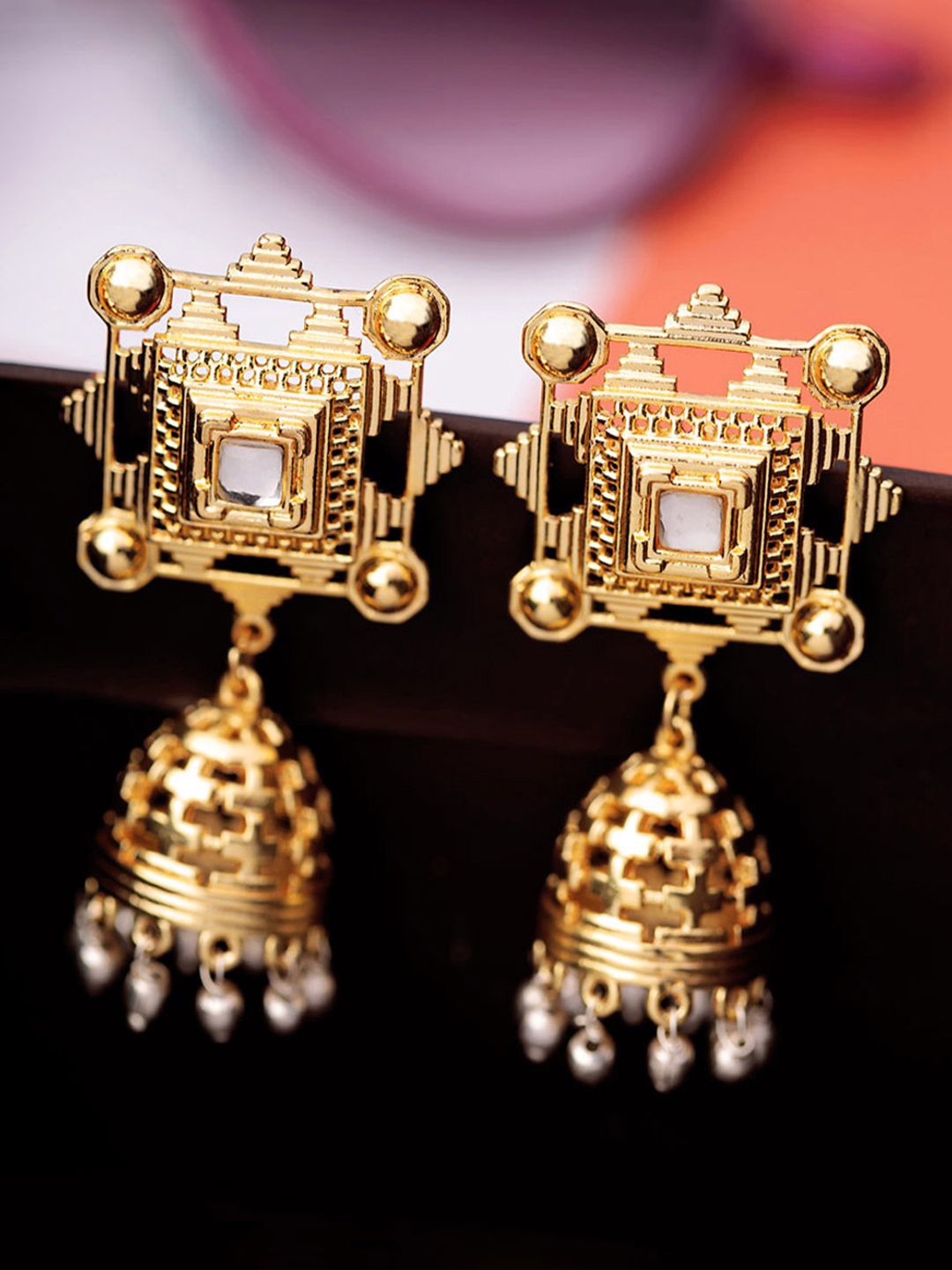 

Voylla Gold-Plated & Handcrafted Dome Shaped Jhumkas