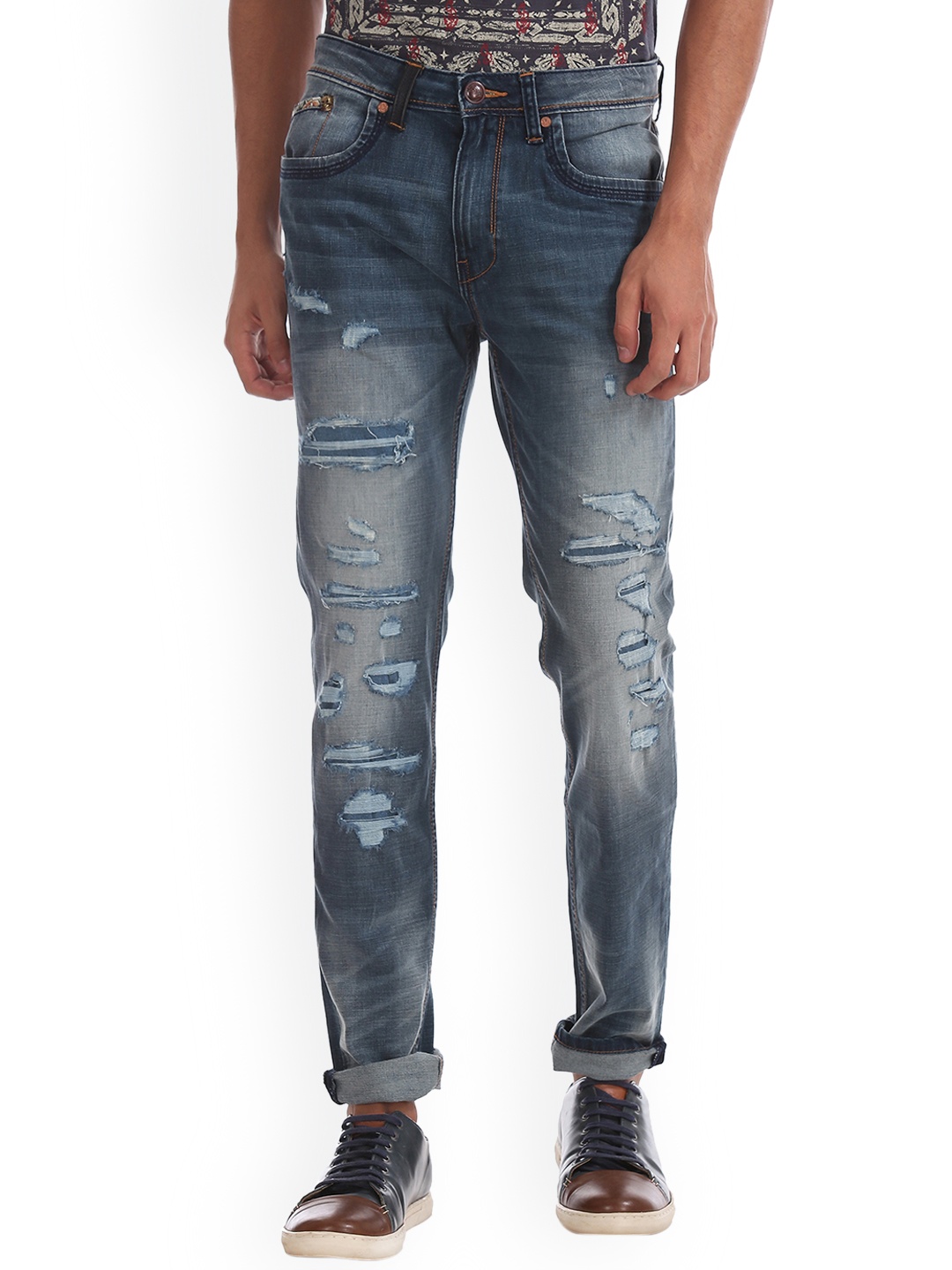 

Ed Hardy Men Blue Skinny Fit Mid-Rise Highly Distressed Stretchable Jeans