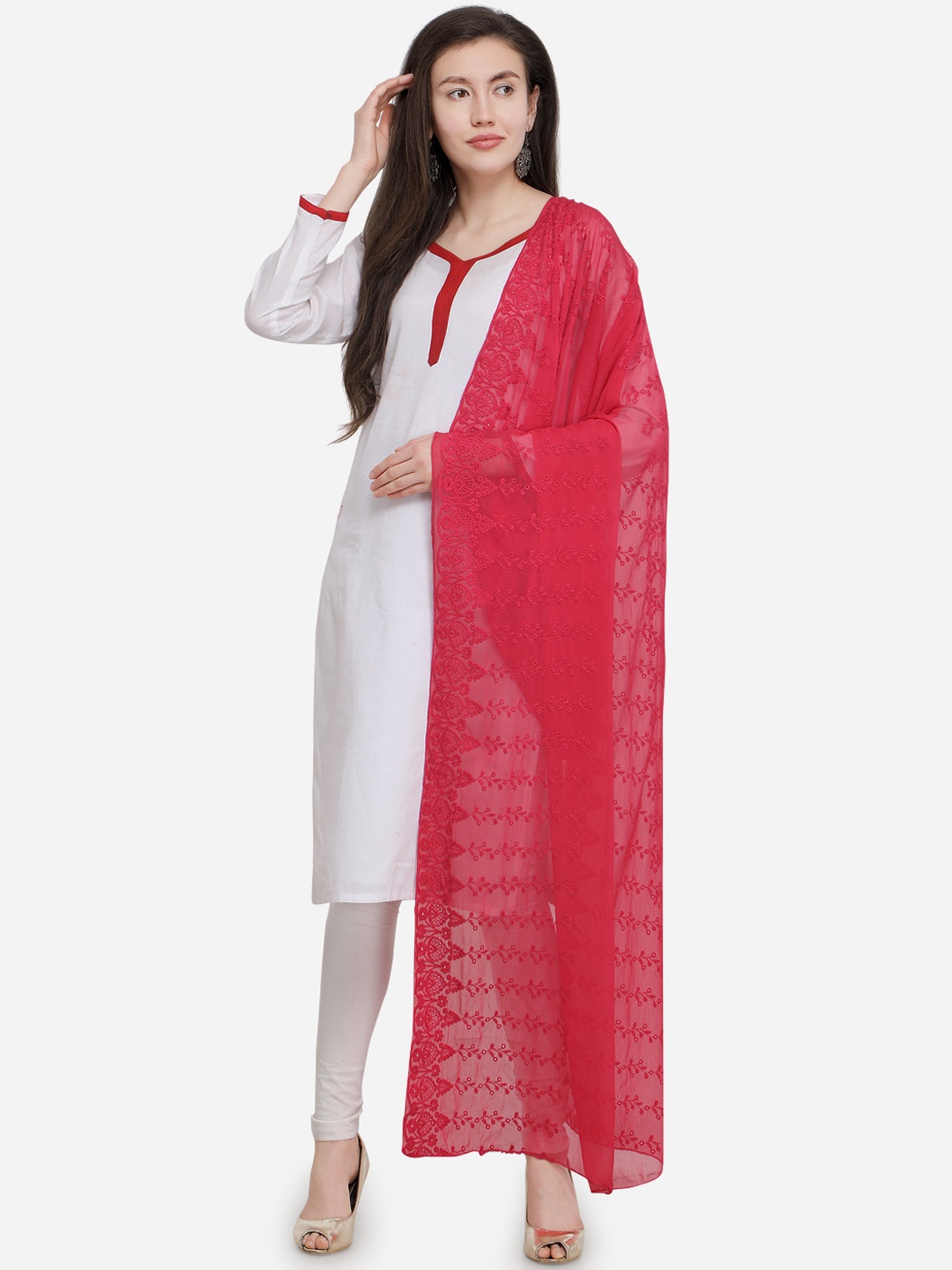 

mf Pink Embroidered Dupatta