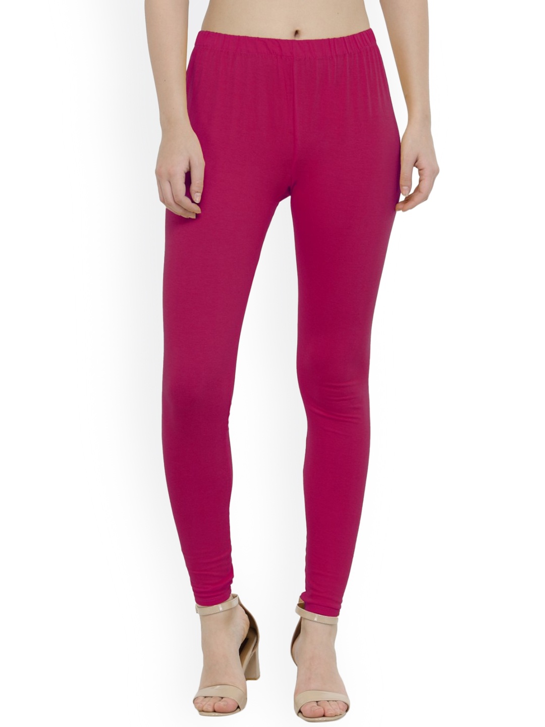 

N-Gal Women Fuchsia Solid Ankle Length Leggings