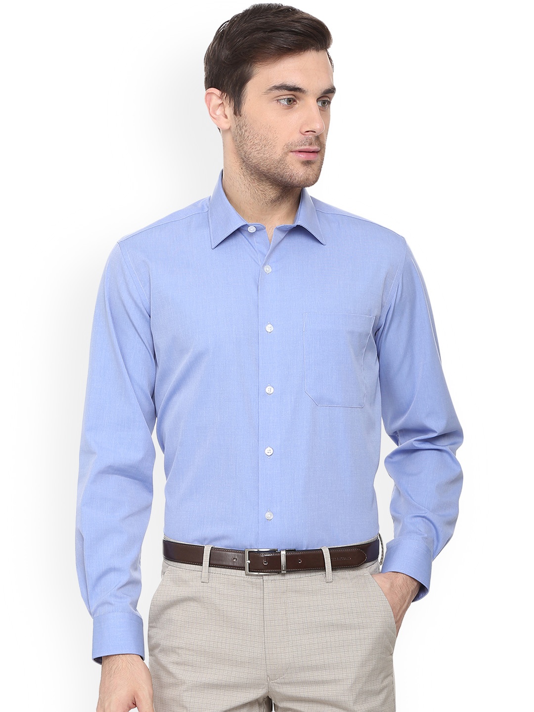 

Louis Philippe Men Blue Slim Fit Solid Formal Shirt