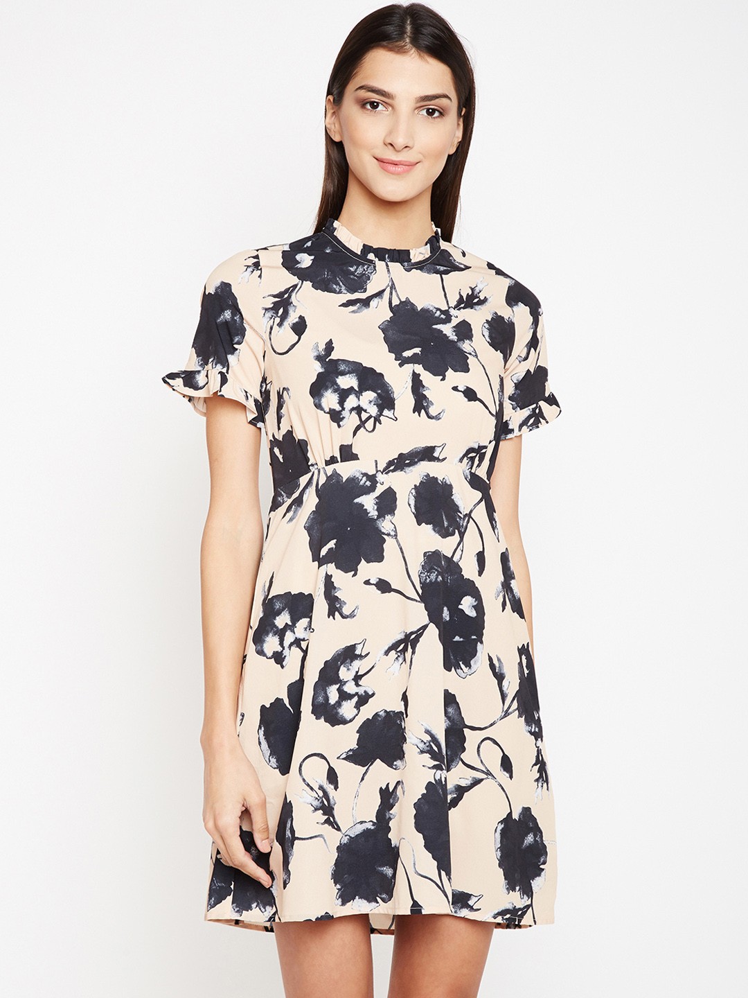 

Oxolloxo Women Peach-Coloured Printed A-Line Dress