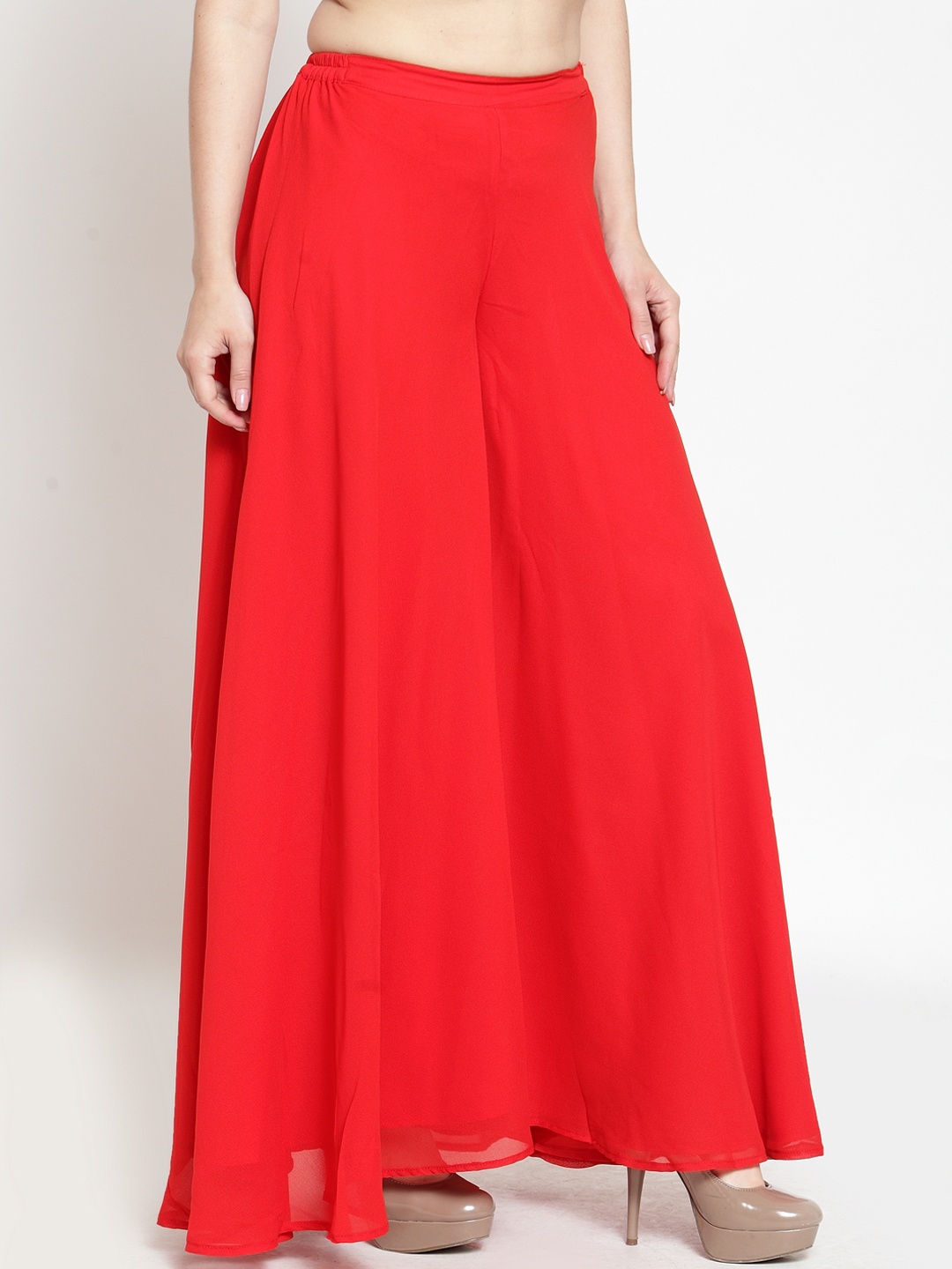 

Just Wow Women Red Flared Solid Palazzos
