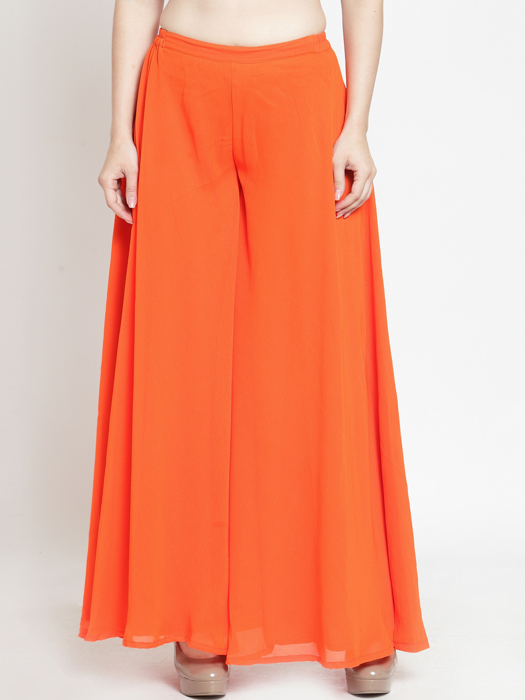 

Just Wow Women Orange Regular Fit Solid Palazzos