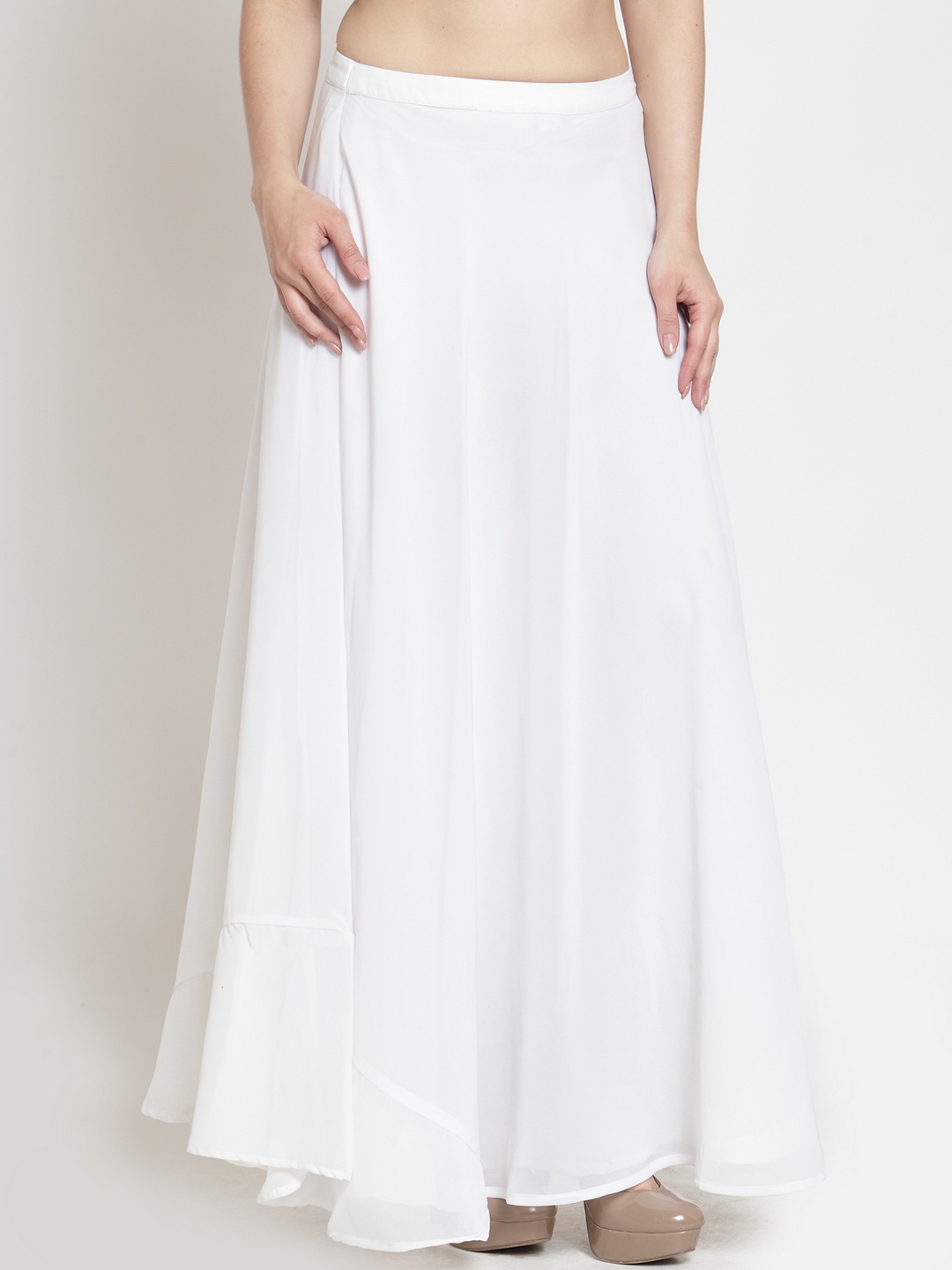 

Just Wow White Flared Maxi Skirt