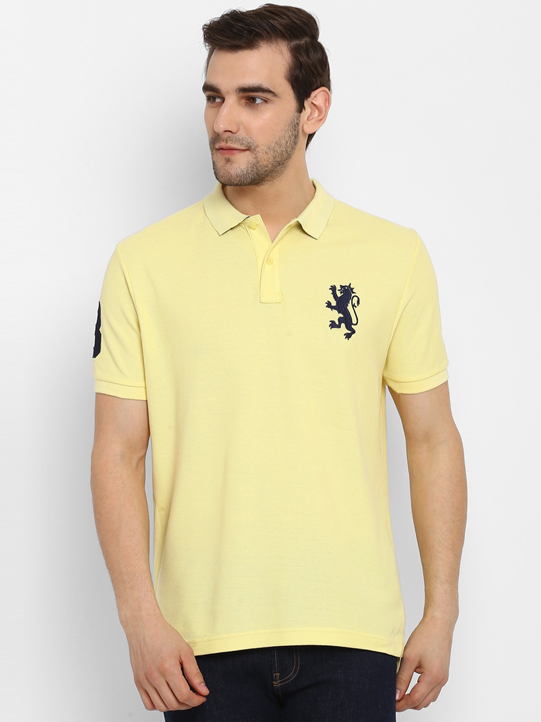 

Red Tape Men Yellow Solid Polo Collar Pure Cotton T-shirt
