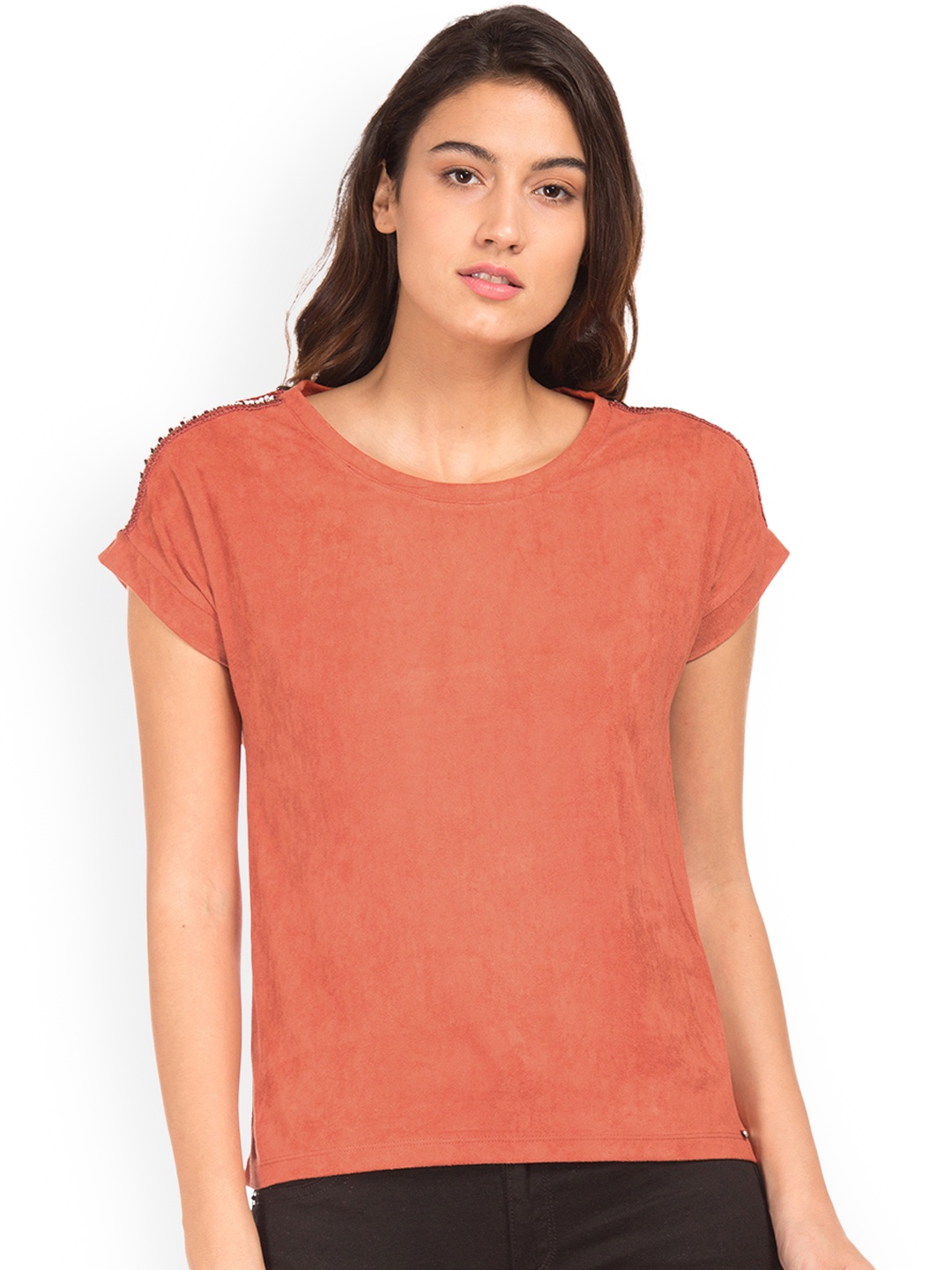 

Ed Hardy Women Orange Solid Top