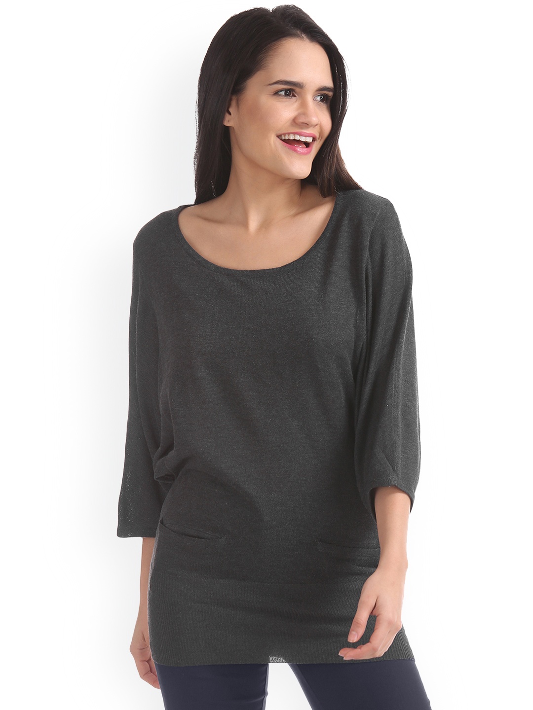 

Ed Hardy Women Grey Solid Top